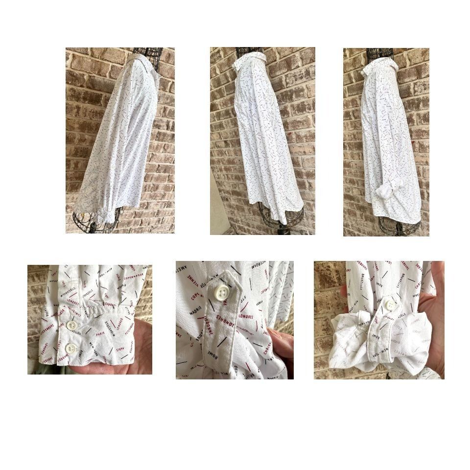 Designer × Vintage Cosmic Blue Love Roll Tab Sleeve Shirt XL White Hi Low New Y Size XL / US 12-14 / IT 48-50 - 11 Thumbnail