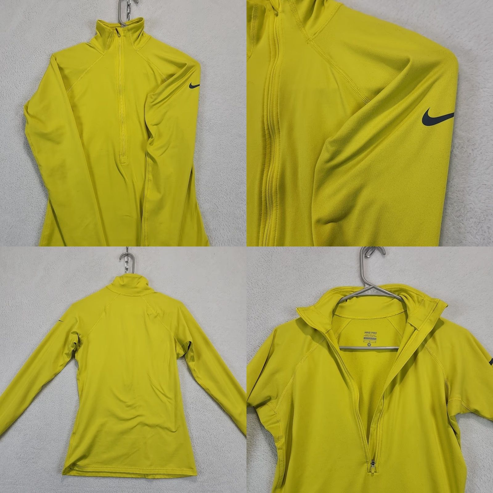 Nike Nike Pro Womens M Yellow Hyperwarm 1/2 Zip Pullover Top Running Track & Field Nike Pro Hyperwarm Pullover M Yellow Womens Size M / US 6-8 / IT 42-44 - 8 Thumbnail