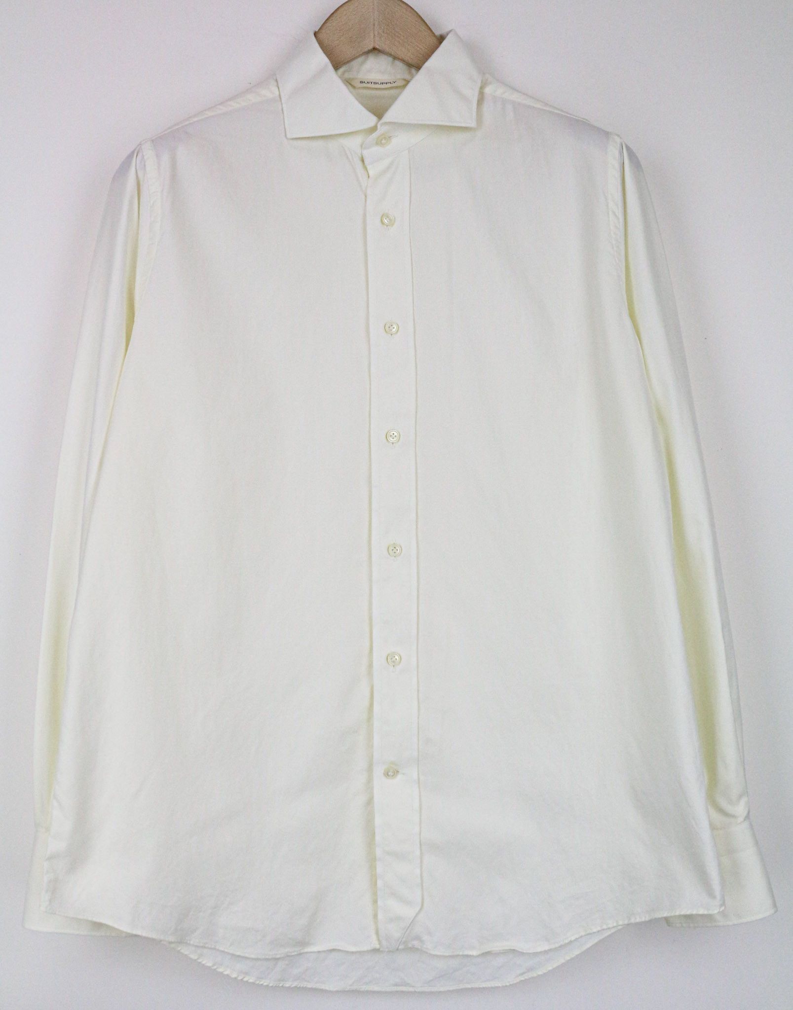 Suitsupply M Slim Off-White Cotton Long Sleeve Shirt 79497 Size US M / EU 48-50 / 2 - 1 Thumbnail