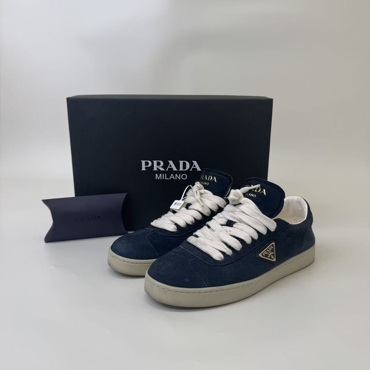Prada Prada Suede Low-Top Sneakers Size 37.5 Size US 7.5 / IT 37.5 - 1 Thumbnail