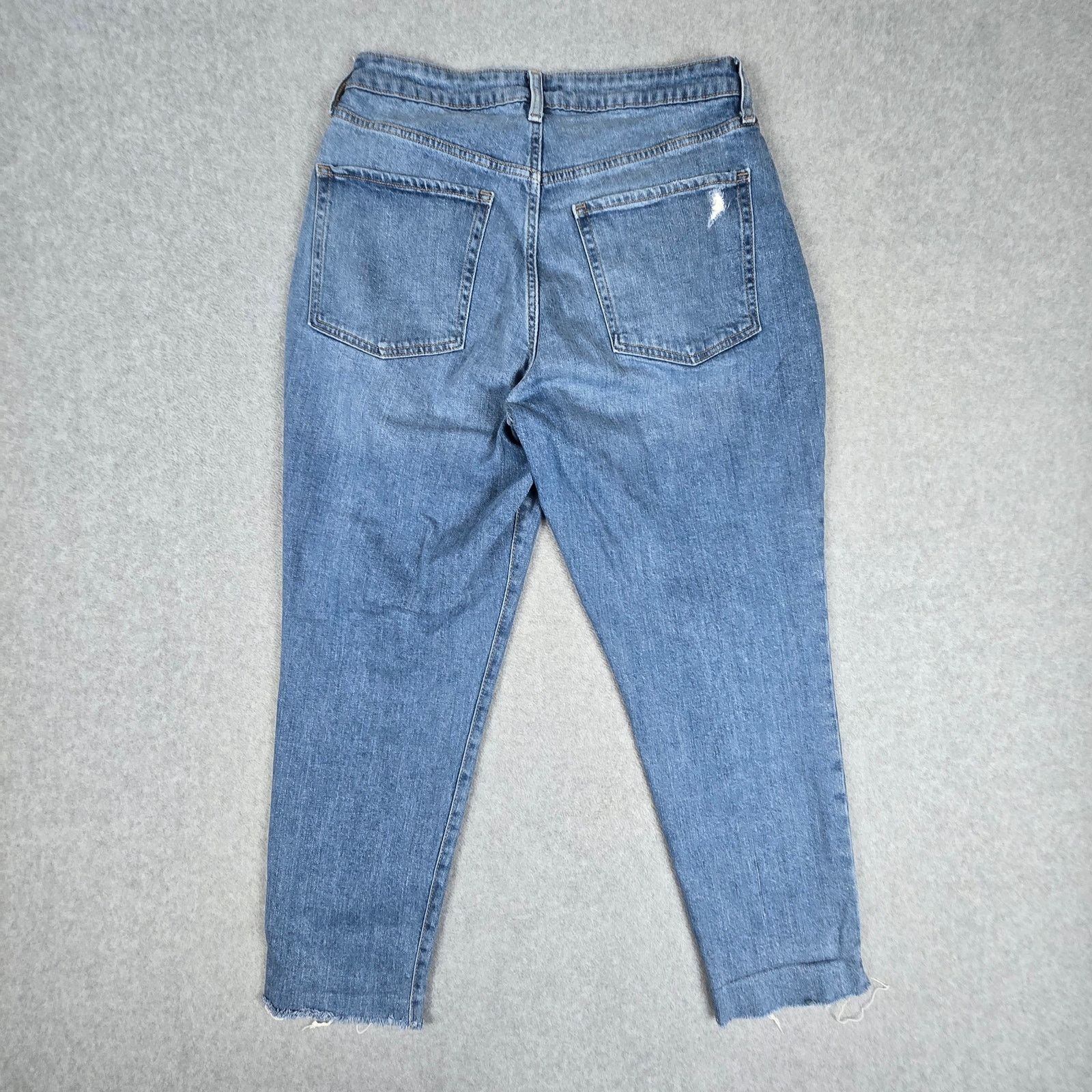 Old Navy Old Navy 12 Curvy OG Straight Jeans Raw Hem Distressed Size 34" / US 12 / IT 48 - 3 Thumbnail