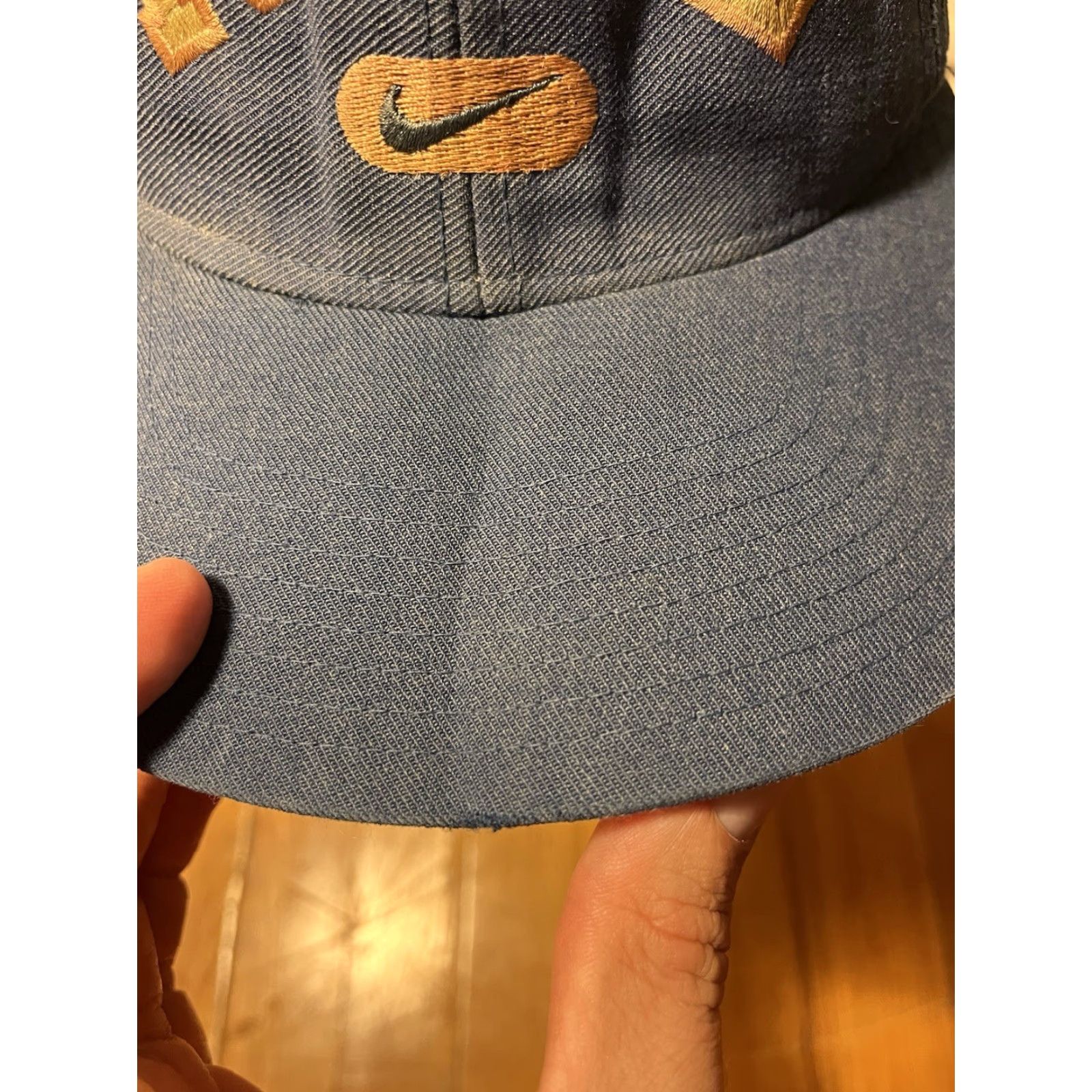 Nike VINTAGE Nike Spell Out Center Swoosh Logo Snapback Hat Blue 90s Size ONE SIZE - 3 Thumbnail
