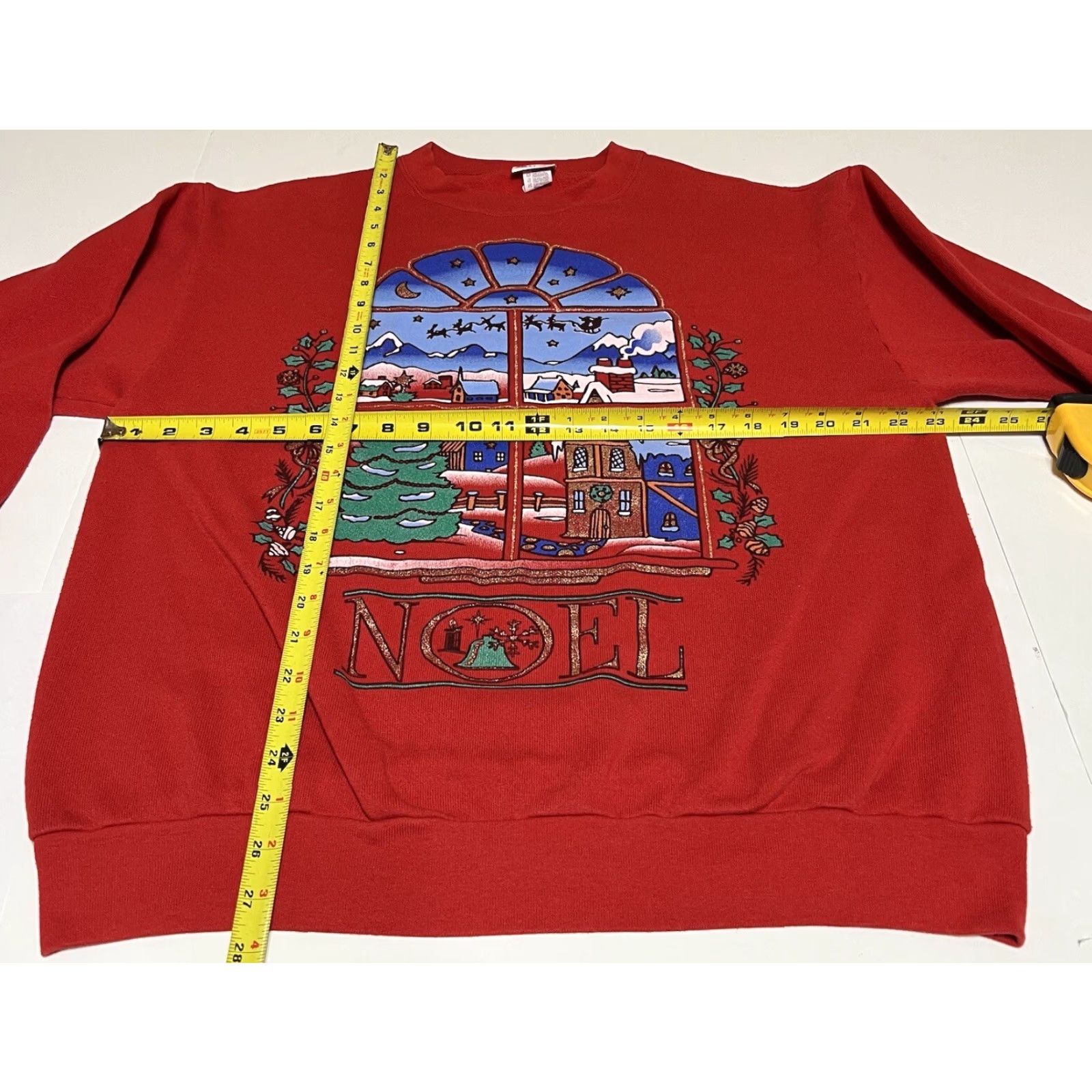 Vintage VINTAGE Holiday Time Sweatshirt Womens L Red Christmas Santa Scene 1990s Noel Graphic Xmas Womens Size L / US 10 / IT 46 - 4 Thumbnail