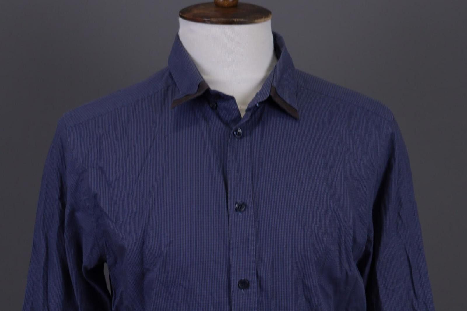 Designer Men Versace Collection Trend Blue Button Up Shirt Size 44 Size US M / EU 48-50 / 2 - 2 Thumbnail