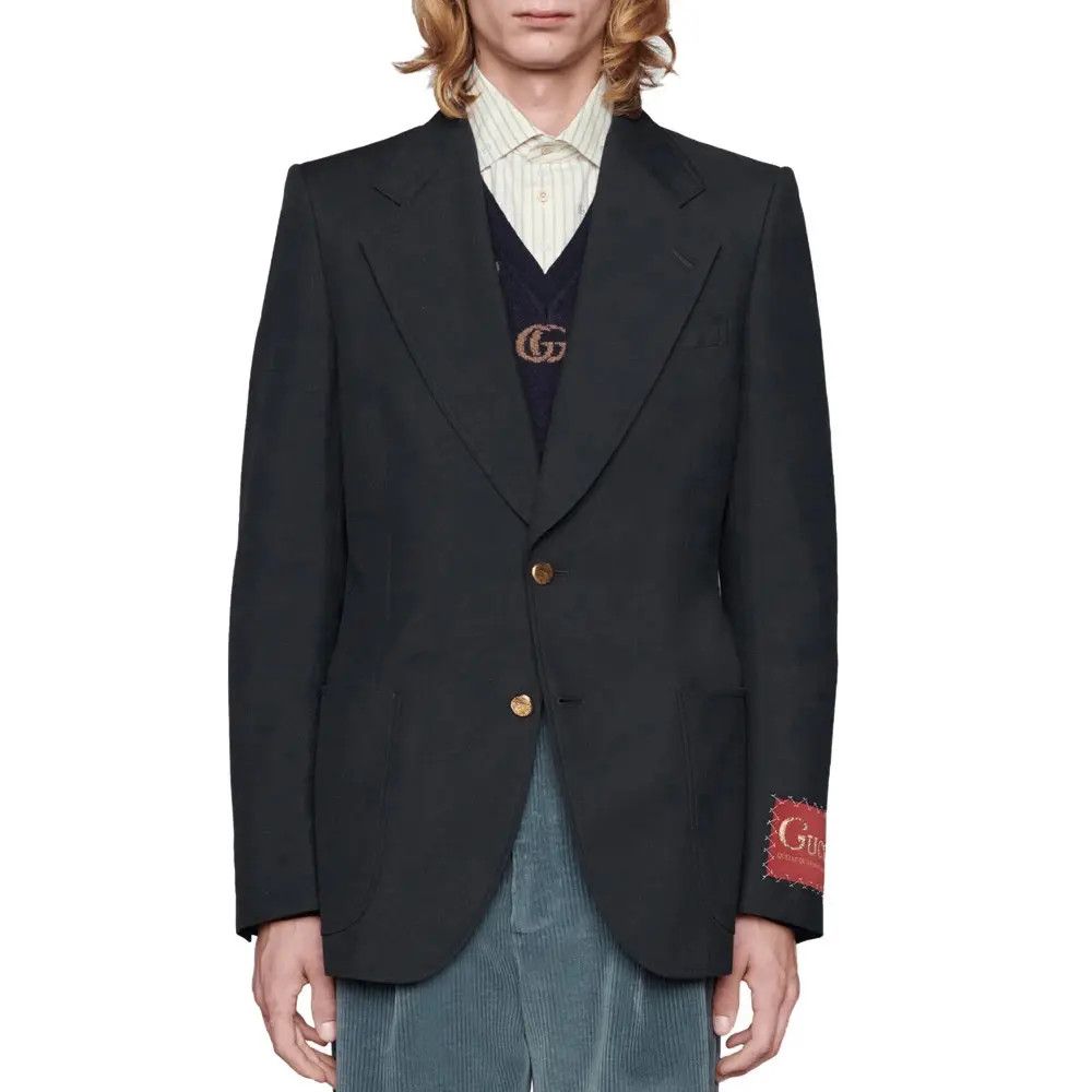 Gucci o1s1wg110225 Cotton Wool Mohair Jacket With Label Dark Blue Size US XL / EU 56 / 4 - 2 Thumbnail