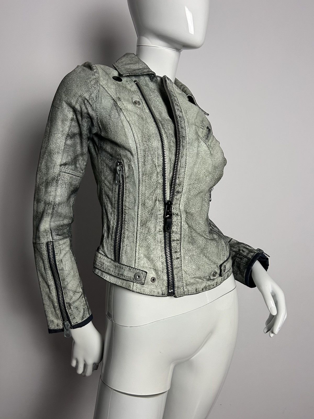Other Designed crackle texture leather biker asymmetric jacket Size S / US 4 / IT 40 - 4 Thumbnail