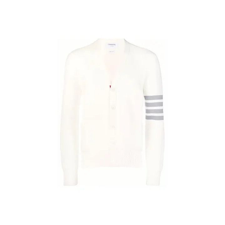Thom Browne Thom Browne Logo Stripe V-Neck Cardigan Size US M / EU 48-50 / 2 - 1 Thumbnail