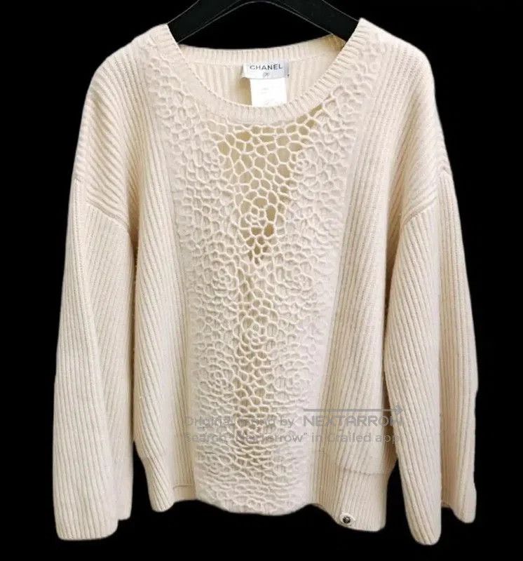 Chanel Chanel Winter Cream Cashmere Sweater . Size L / US 10 / IT 46 - 1 Thumbnail