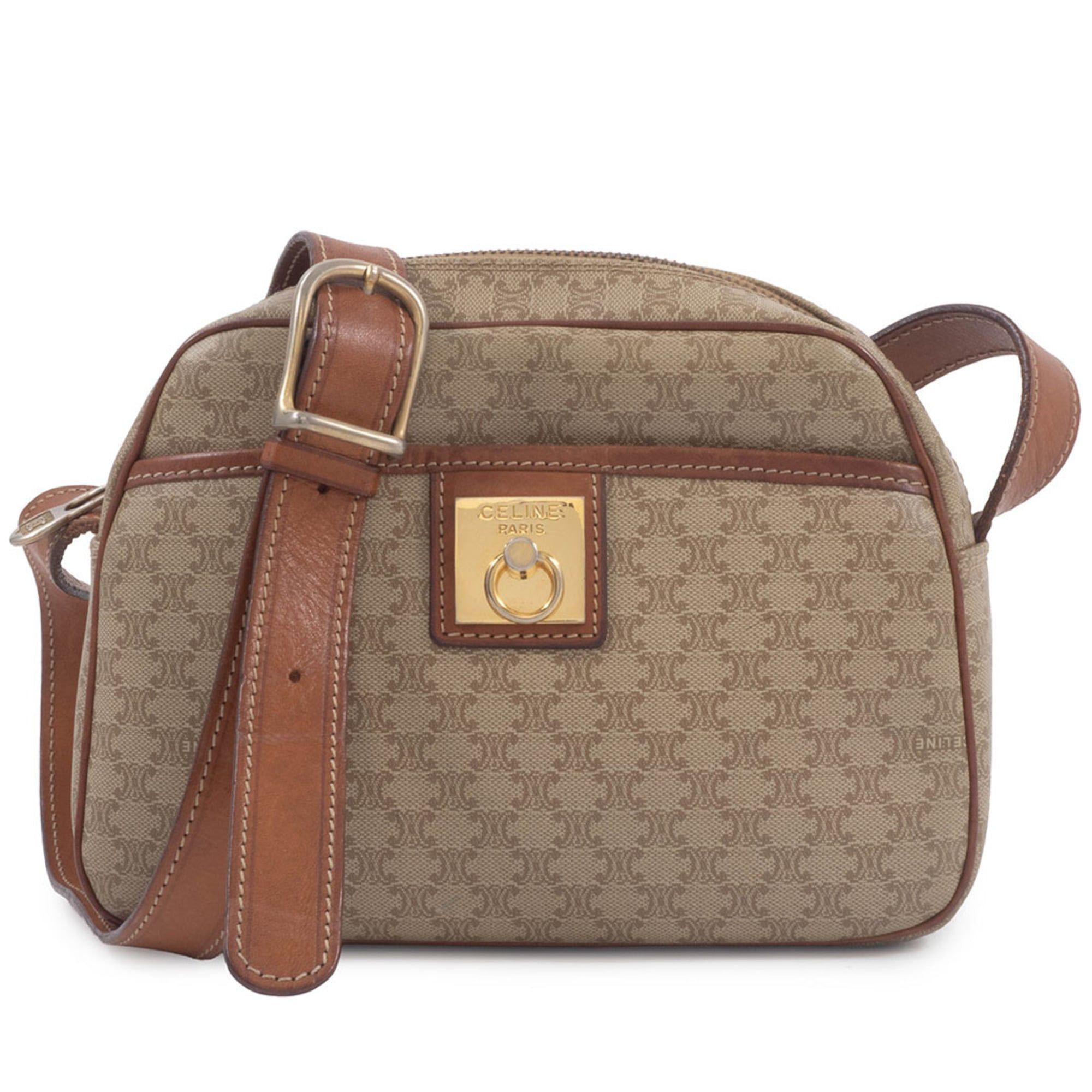 Celine Celine Women's Shoulder Bag in Beige Macadam Leather Size ONE SIZE - 1 Thumbnail