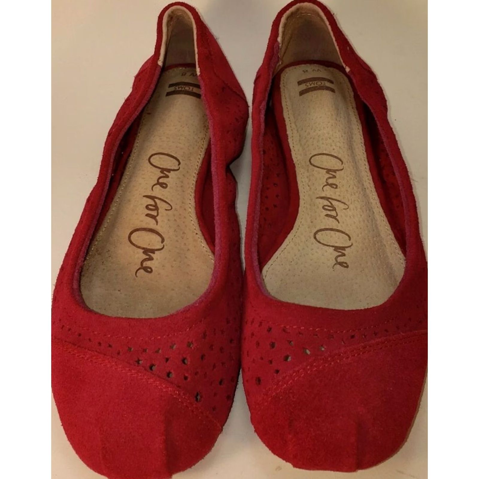 Vintage TOM'S Women's Flat US 8 M Suede Perforated Hot Pink Square Toe Slip-On Classic Perforated Flats Women’s")) Size US 8 / IT 38 - 7 Thumbnail