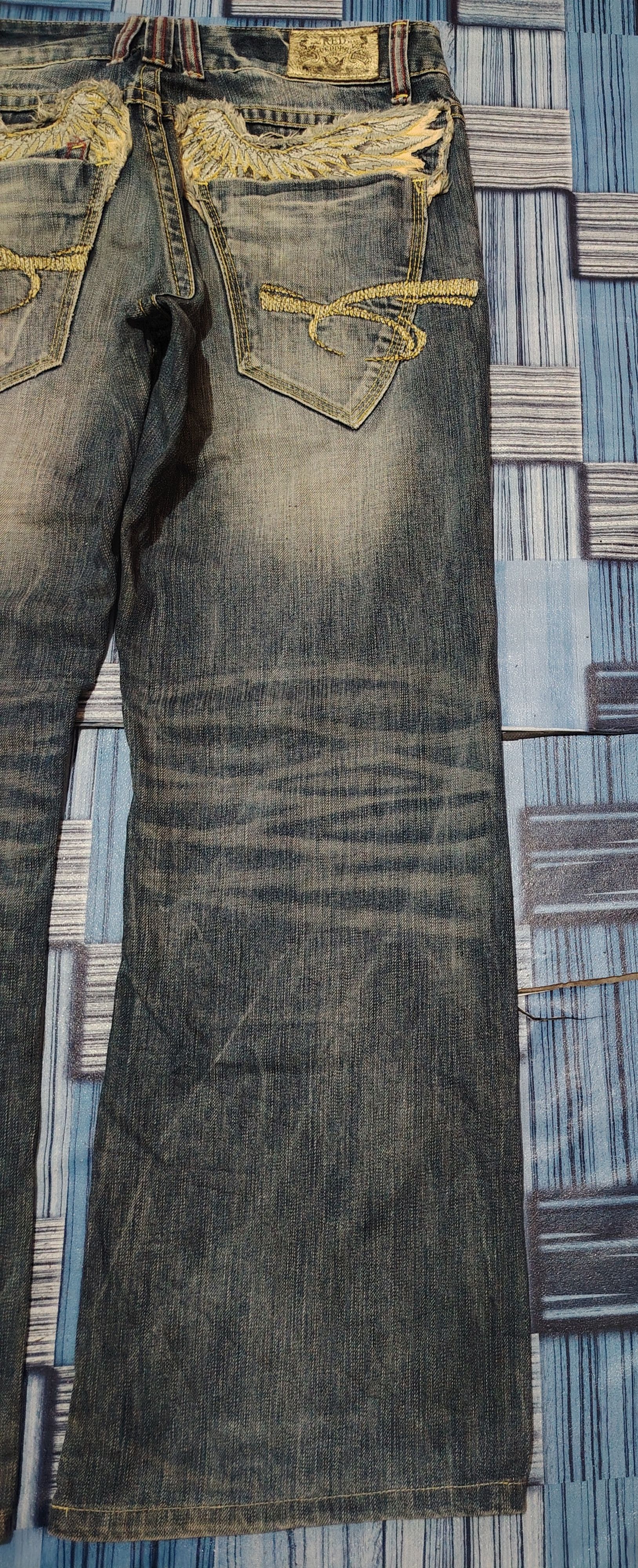 Japanese Red Pepper Flared Jeans Distressed Denim