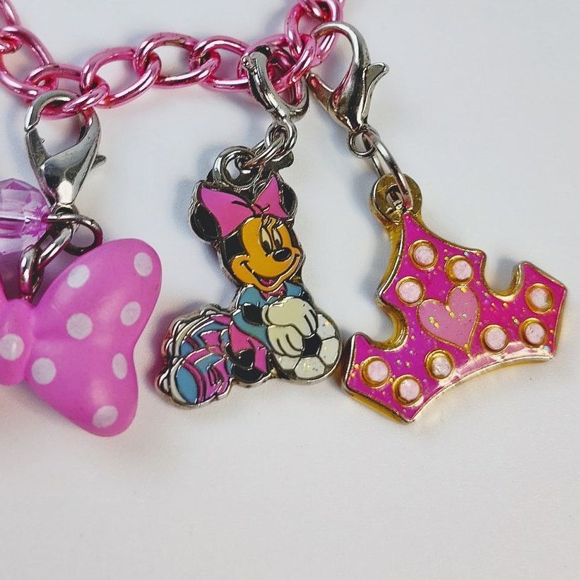 Disney Disney Minnie Mouse 5 Charm Pink Chain Bracelet Cute & Fun Size ONE SIZE - 5 Thumbnail