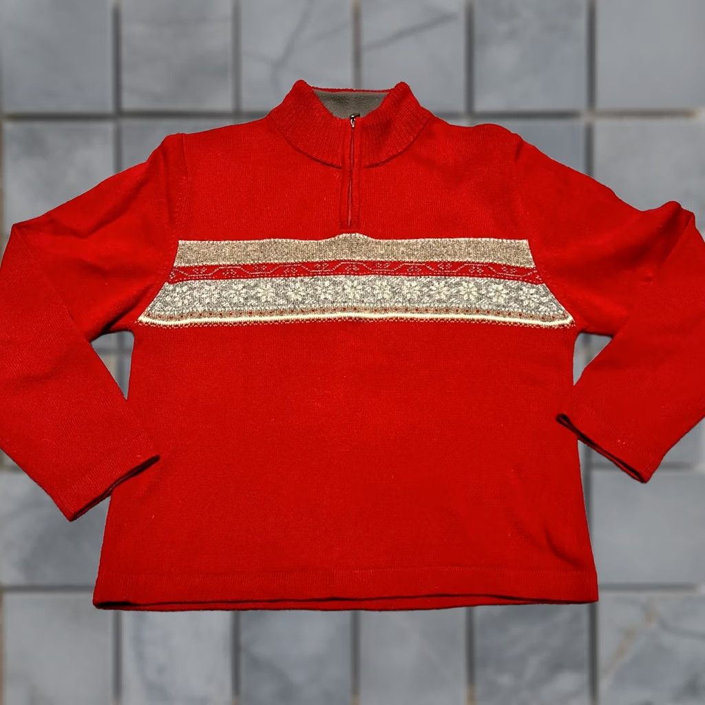 Vintage Woolrich Sweater Womens Medium Red Lambs Wool Quarter Zip Aztec Mens? Women? Size M / US 6-8 / IT 42-44 - 1 Thumbnail