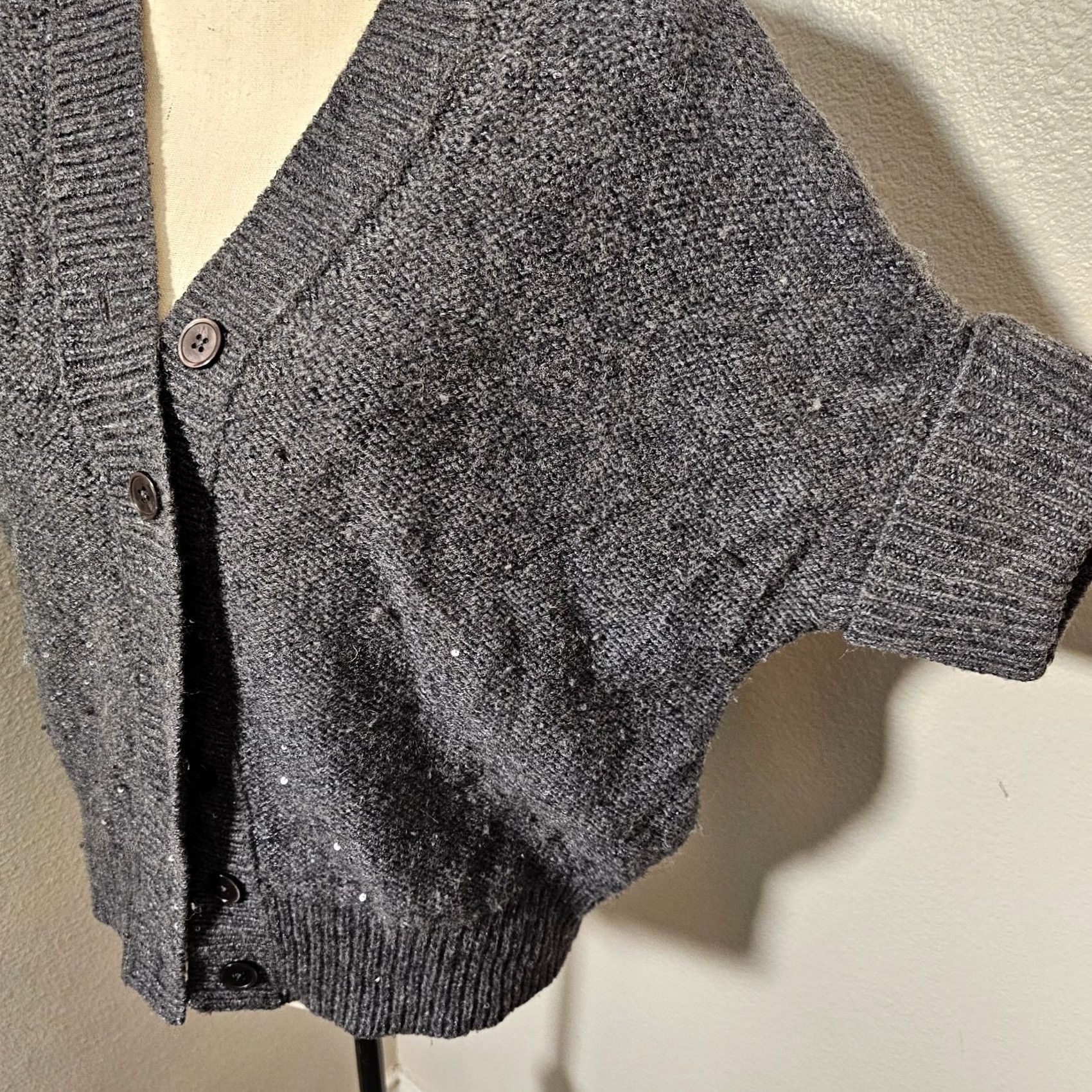 Talbots Talbots Sweater Cardigan Women's Petite Gray Wool Blend Button Raglan Sleeve All Seasons Lightweight Easy Care Size XXS / US 00 / IT 34 - 3 Thumbnail