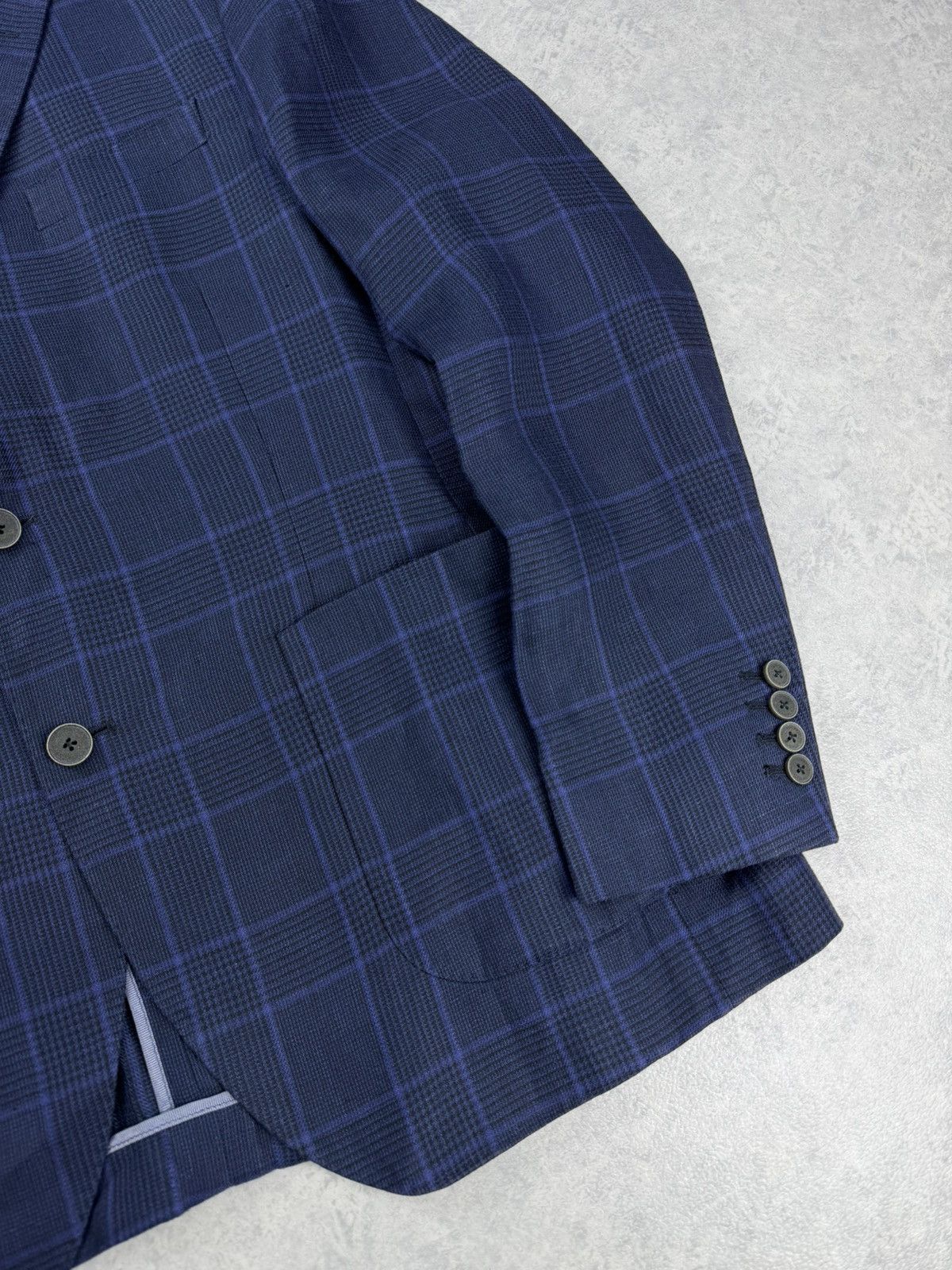 Hackett Hackett London Navy Linen Blazer Blue Check 42R 52R Size 42R - 2 Thumbnail