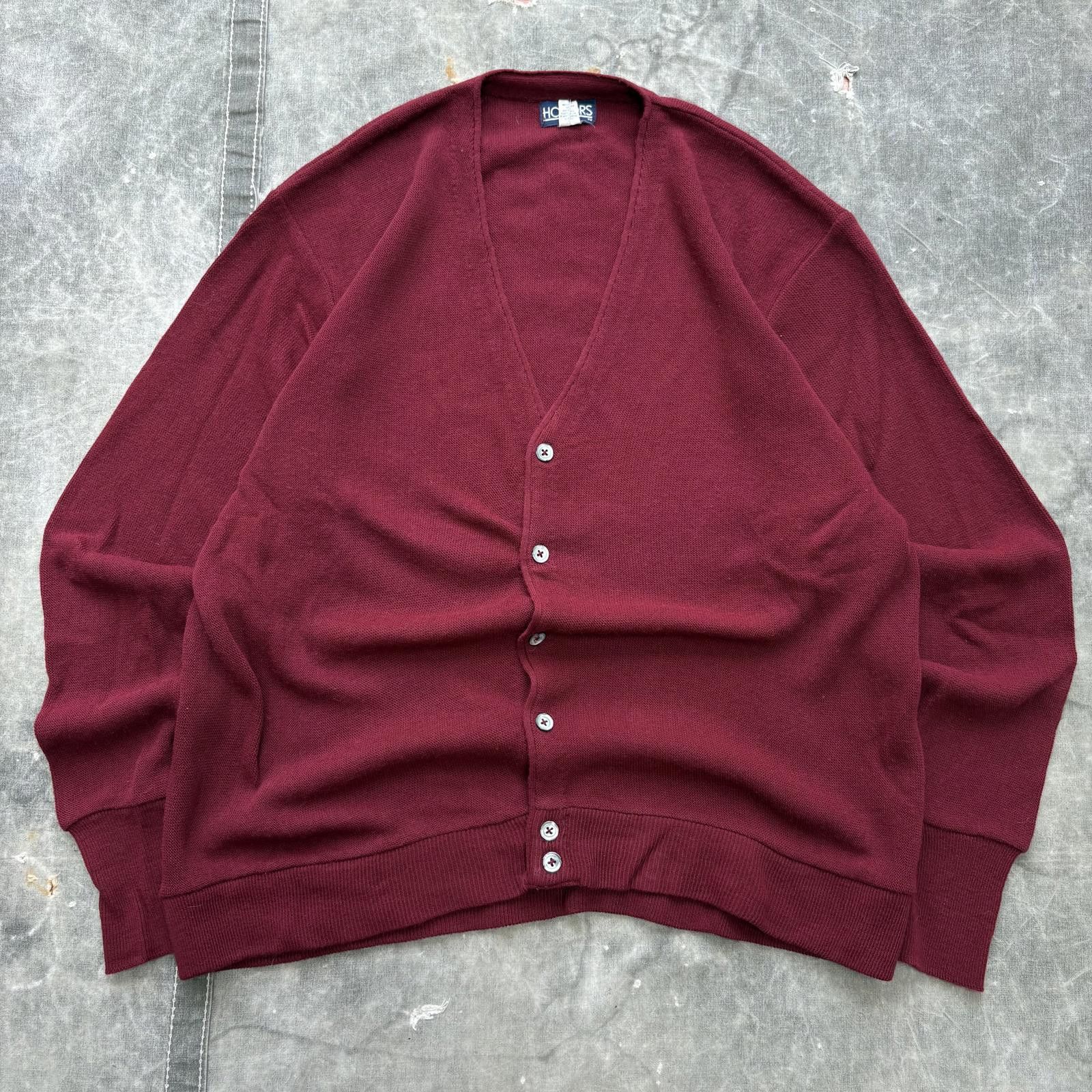 Vintage Vintage 80s 90s Burgundy Skater Grunge Knit Sweater Cardigan Size US XL / EU 56 / 4 - 1 Thumbnail