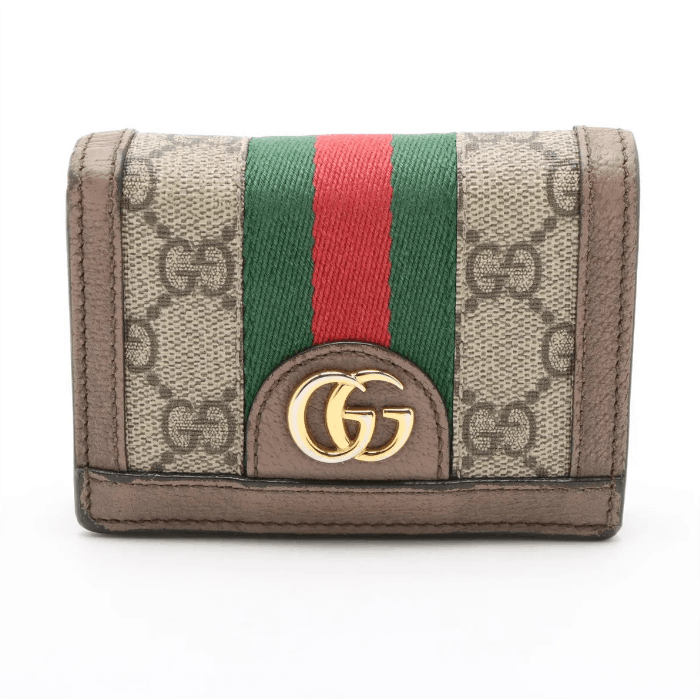 Gucci Ophidia Leather Compact Wallet Beige×Brown Size ONE SIZE - 2 Thumbnail