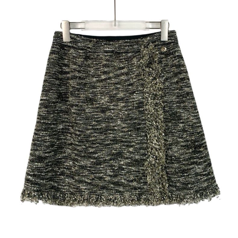 Chanel ChanelColor-blocked Greek gold silk tassel braided skirt sh Size 26" / US 2 / IT 38 - 1 Thumbnail