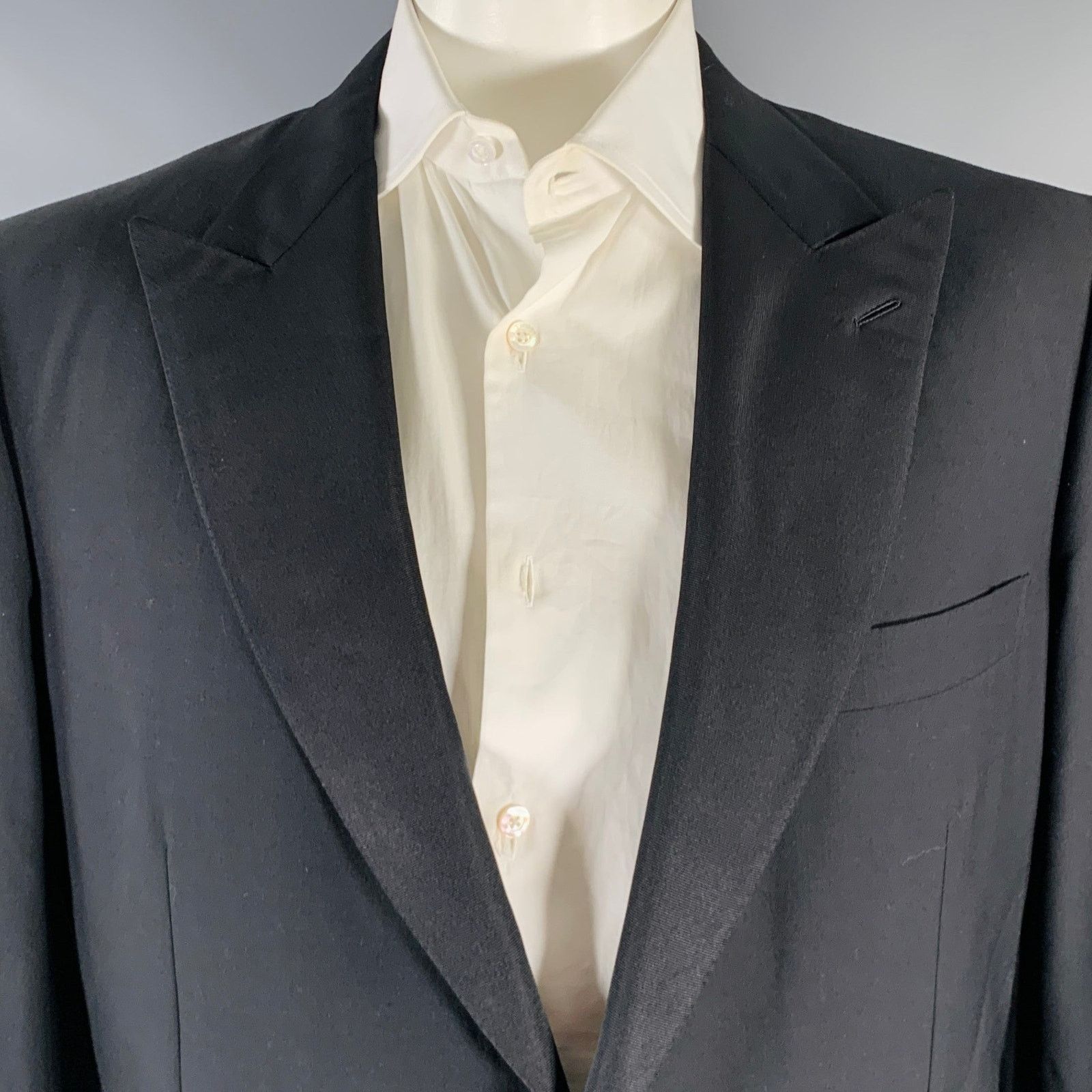 Brioni BRIONI Size 46 Black Wool Tuxedo Peak Lapel Sport Coat Size 46R - 2 Thumbnail