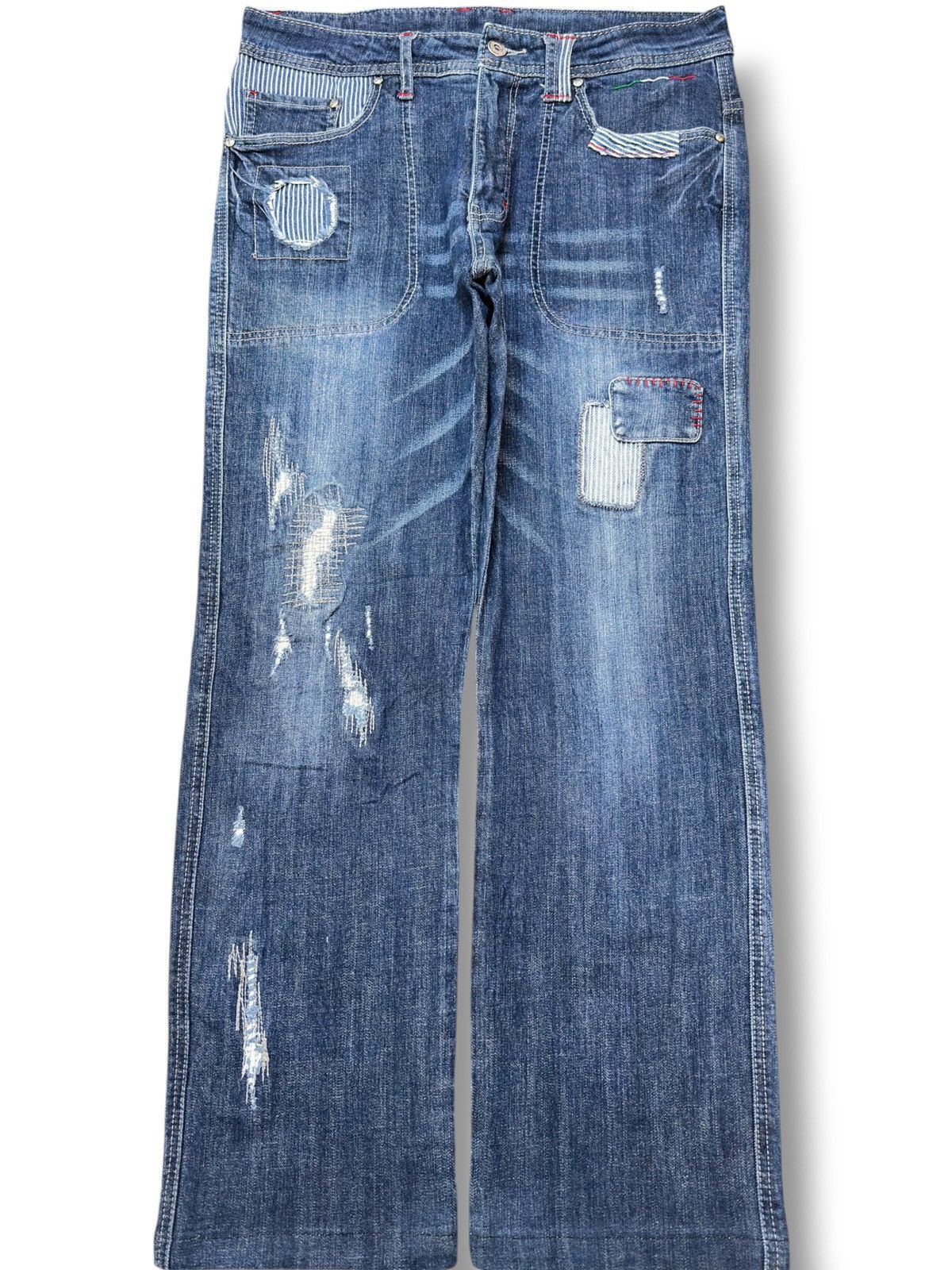 Baracuta Vintage Barassi Baggy Sashiko Style Distressed Denim Size US 32 / EU 48 - 1 Thumbnail