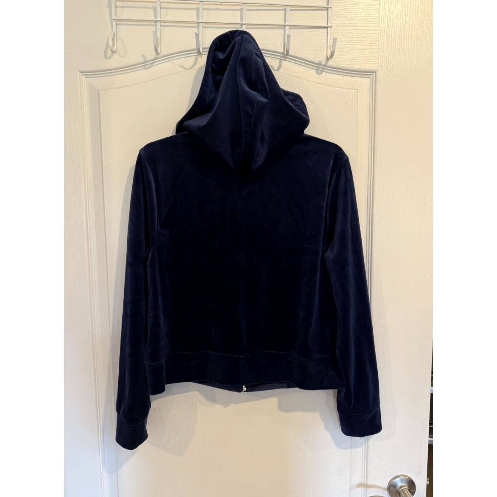 Juicy Couture Juicy Couture Hoodie Womens XL Blue Velour Full Zip Stretch Hoodie Sweatshirt Zipper Crew Neck Regular Velour Size XL / US 12-14 / IT 48-50 - 4 Thumbnail