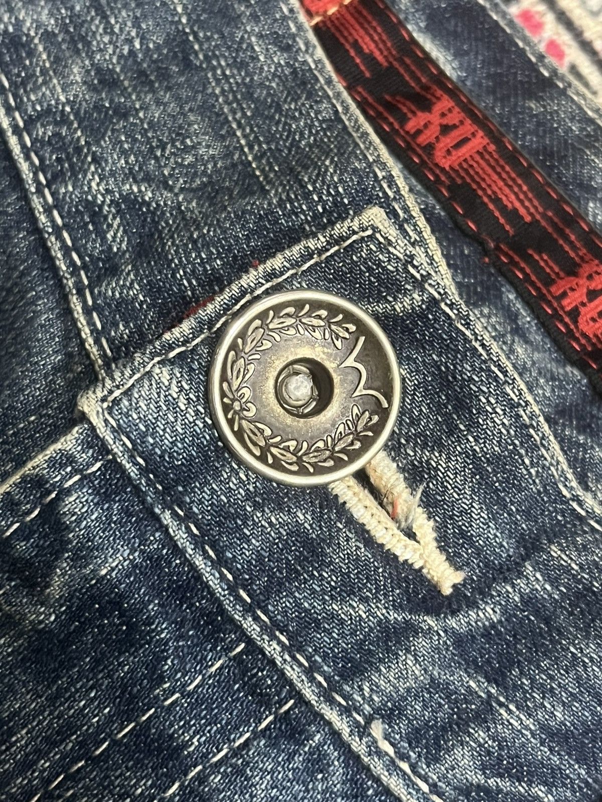Edwin ⚡️Distressed⚡️Vintage Edwin XVS Buckle Back Mud Blue Wash Jean Size US 34 / EU 50 - 5 Thumbnail
