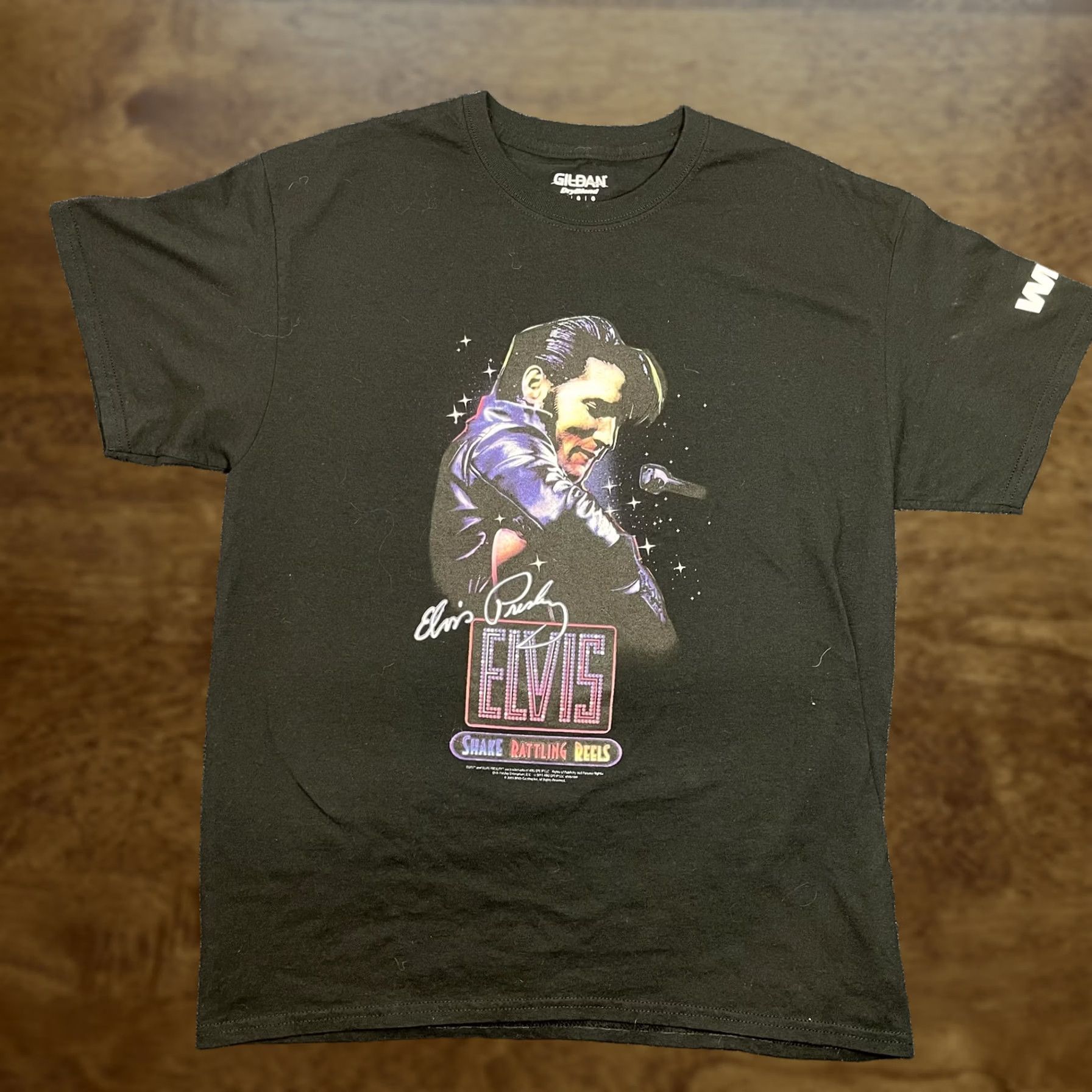 Gildan VINTAGE Elvis Presley Gildan Shirt Mens Large Black Shake Rattling Reels Tee T-Shirt Size US L / EU 52-54 / 3 - 1 Thumbnail
