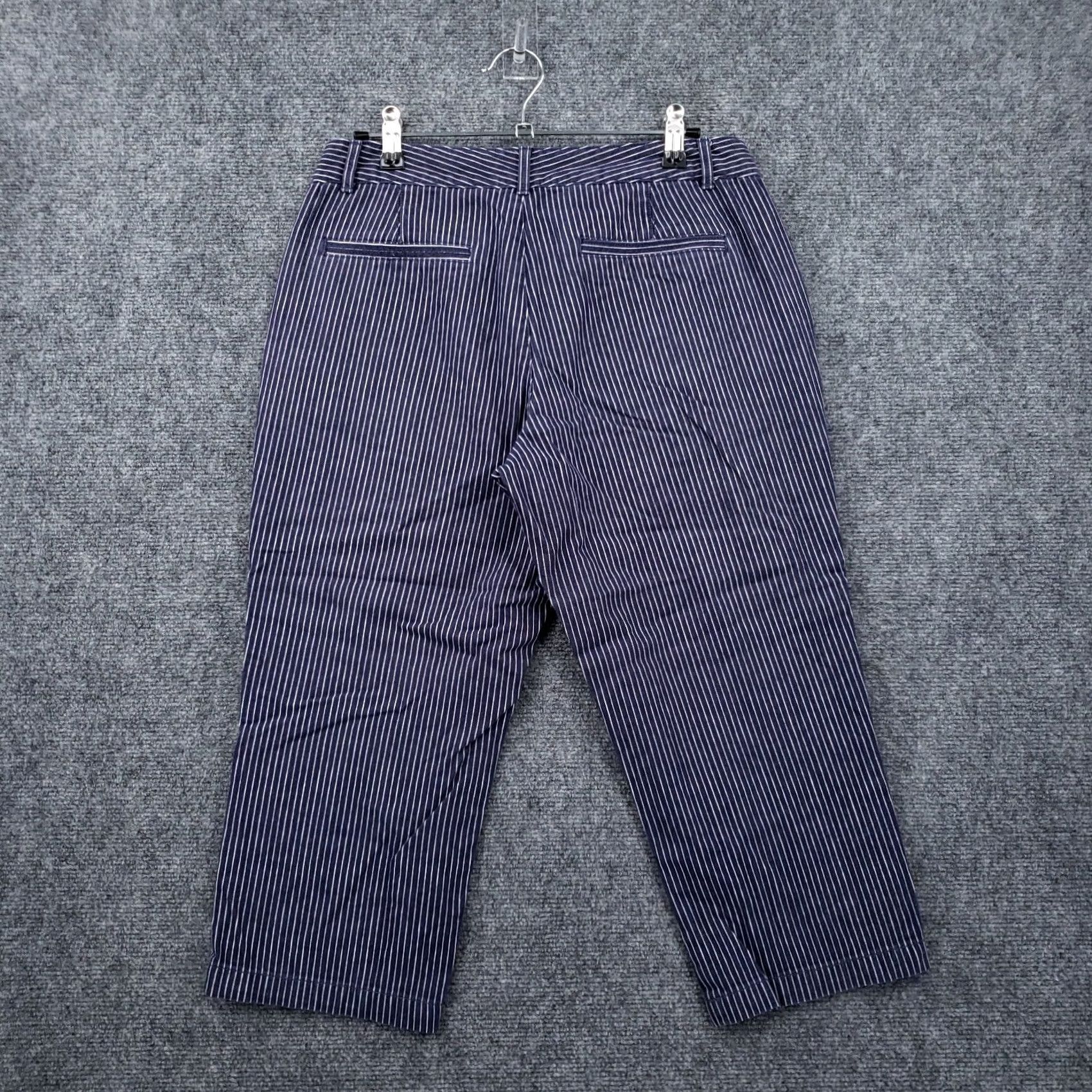 Dockers DOCKERS Pants Capri Blue White Striped Low Rise Straight Leg Zip Cotton Womens 4 Size 27" / US 4 / IT 40 - 2 Thumbnail