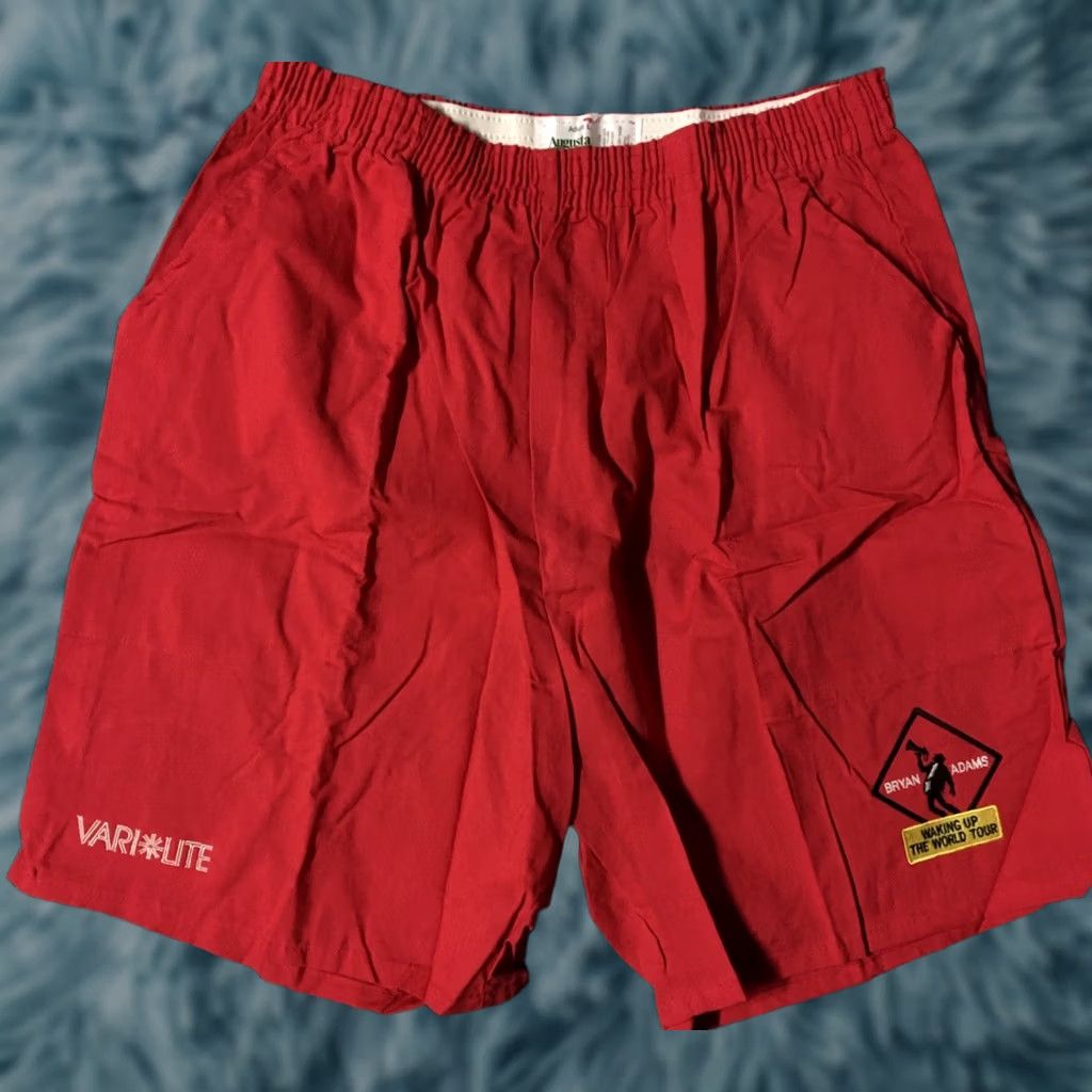 Vintage VINTAGE Bryan Adams Waking Up The World Tour Shorts S USA Rock Concert Bon Jovi Mens L Red 90s USA Rock Vintage Shorts Size US 33 - 1 Thumbnail