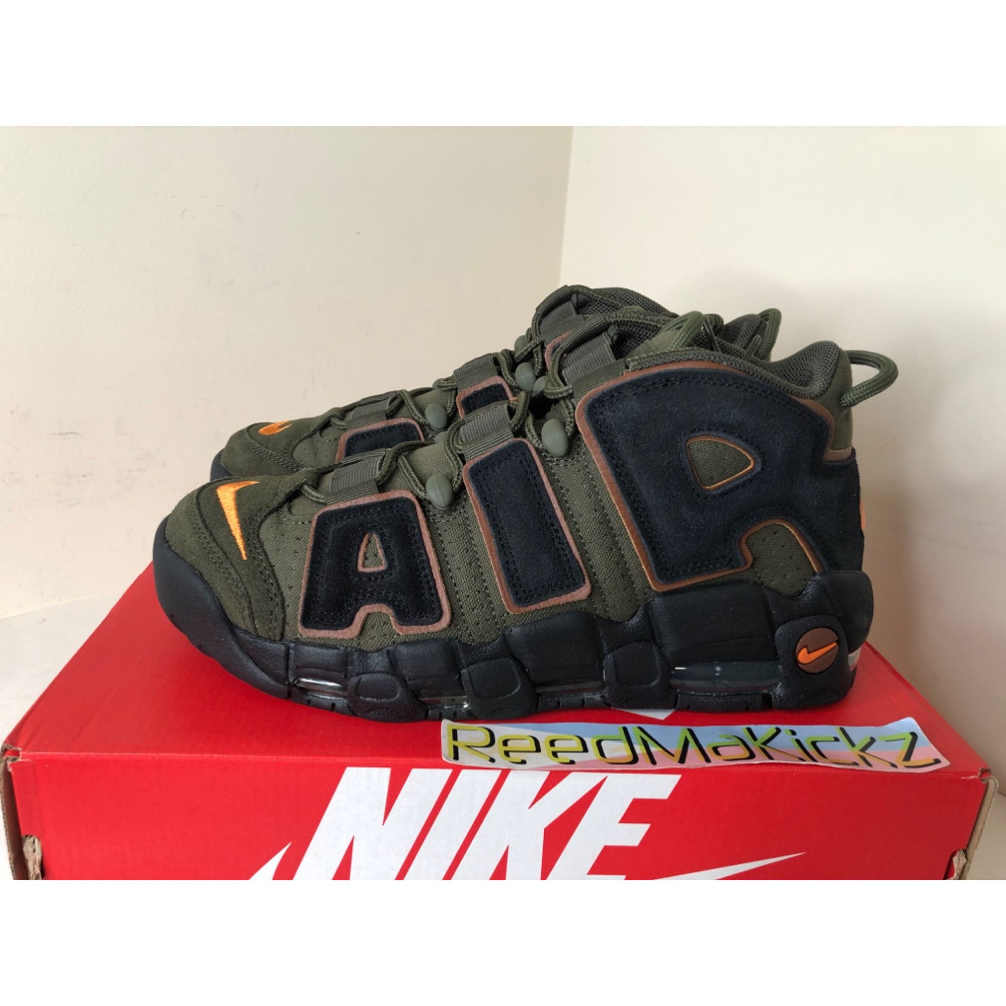 image of Nike Air More Uptempo Cargo Khaki Orange Mens 8Us Shoes