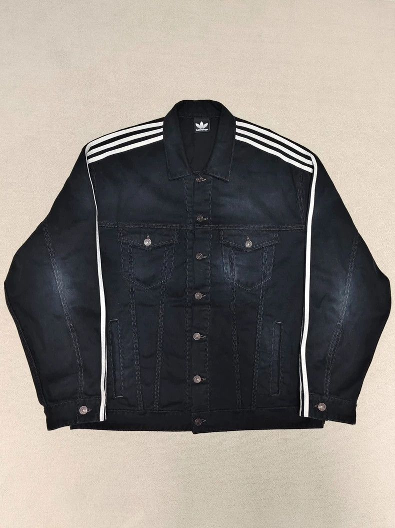 Balenciaga Balenciaga x Adidas fashion show washed black denim jacket- Size US S / EU 44-46 / 1 - 1 Thumbnail