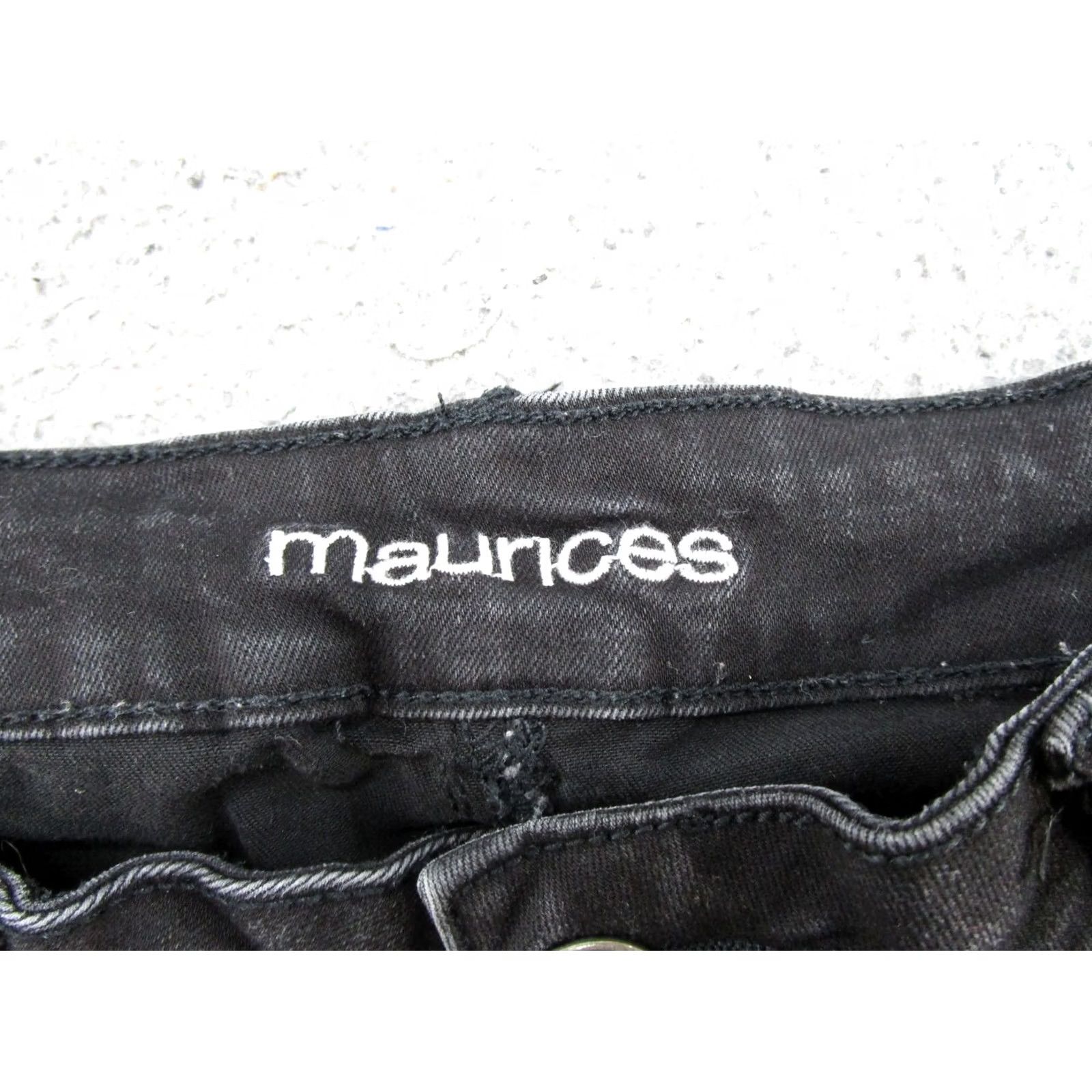 Vintage Maurices Black Denim Skinny Jeans Womens Size M Reg Stretch Mid Rise 5-Pocket Design Denim Shirt? Size 32" / US 10 / IT 46 - 4 Thumbnail