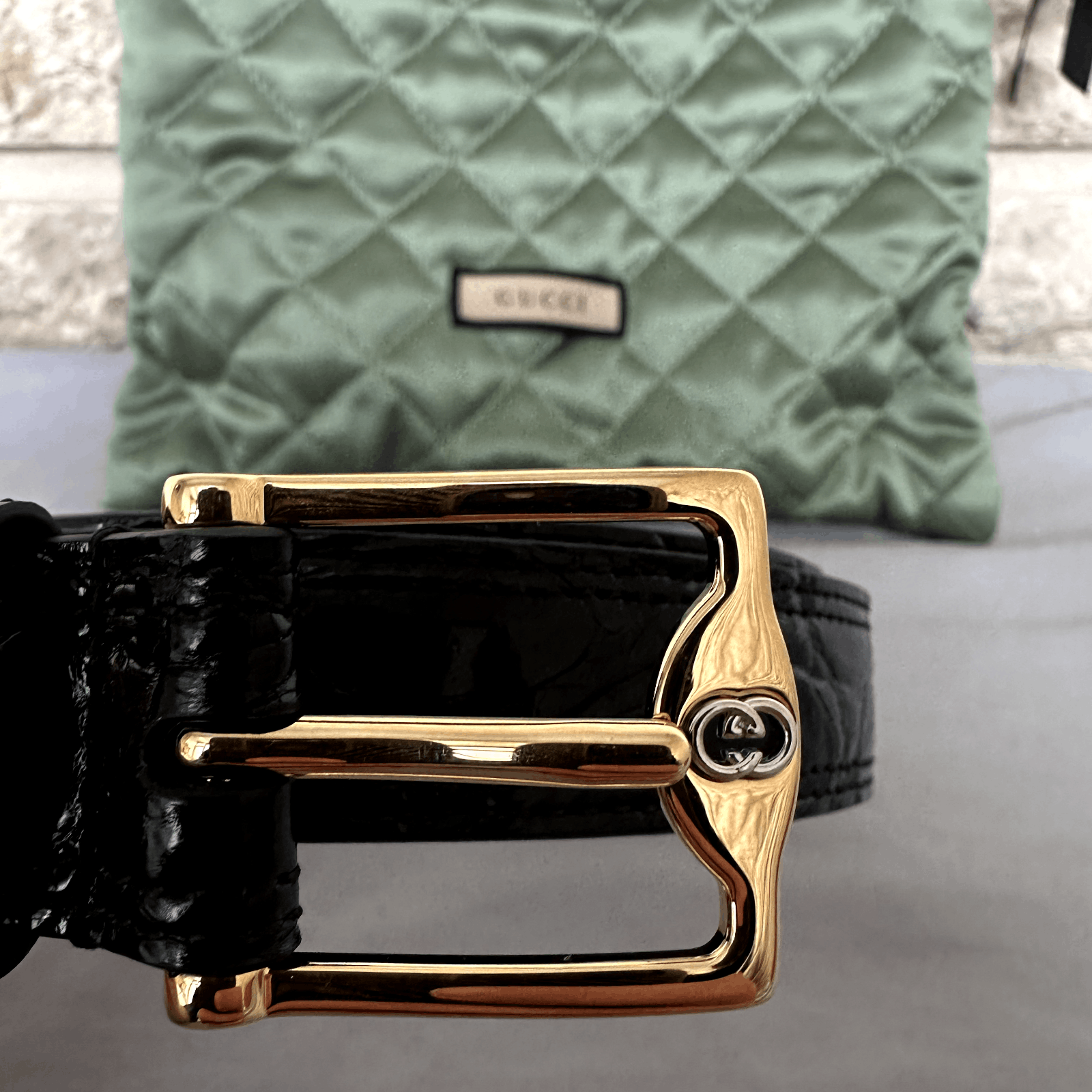 Gucci Gucci GG Crocodile Leather Belt Size 95 Black Alligator Cai Size ONE SIZE - 2 Thumbnail