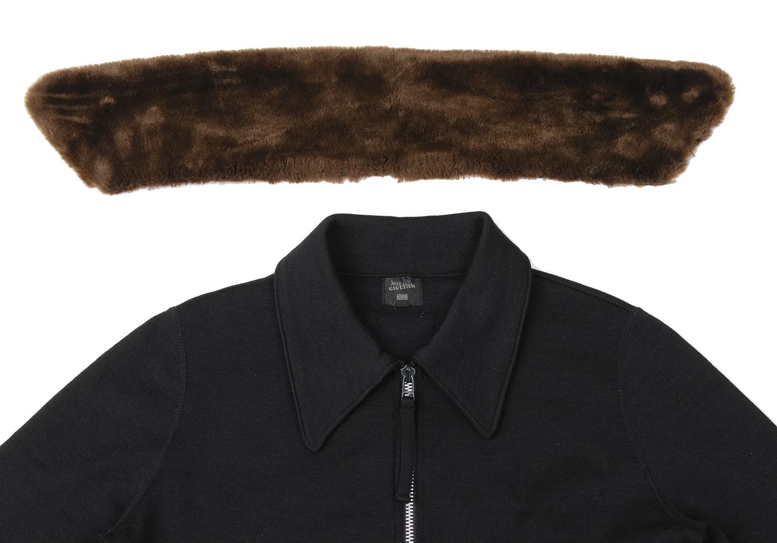 Jean Paul Gaultier Faux Fur Collar Knit Blouson in Black Size 48 Size US M / EU 48-50 / 2 - 5 Thumbnail