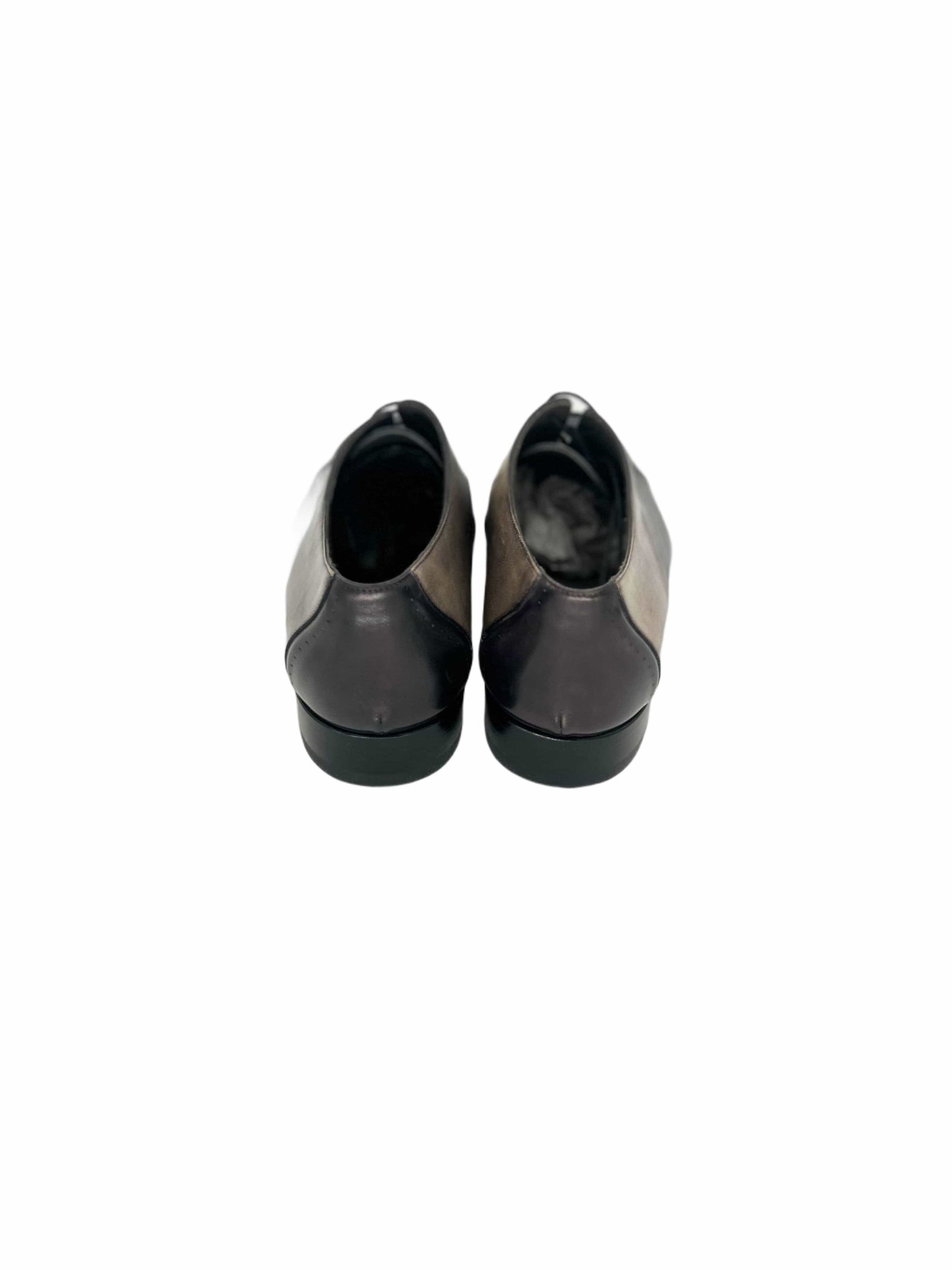 Lanvin Lanvin Grey Burnished Leather Oxford Shoes Size US 7 / EU 40 - 6 Thumbnail