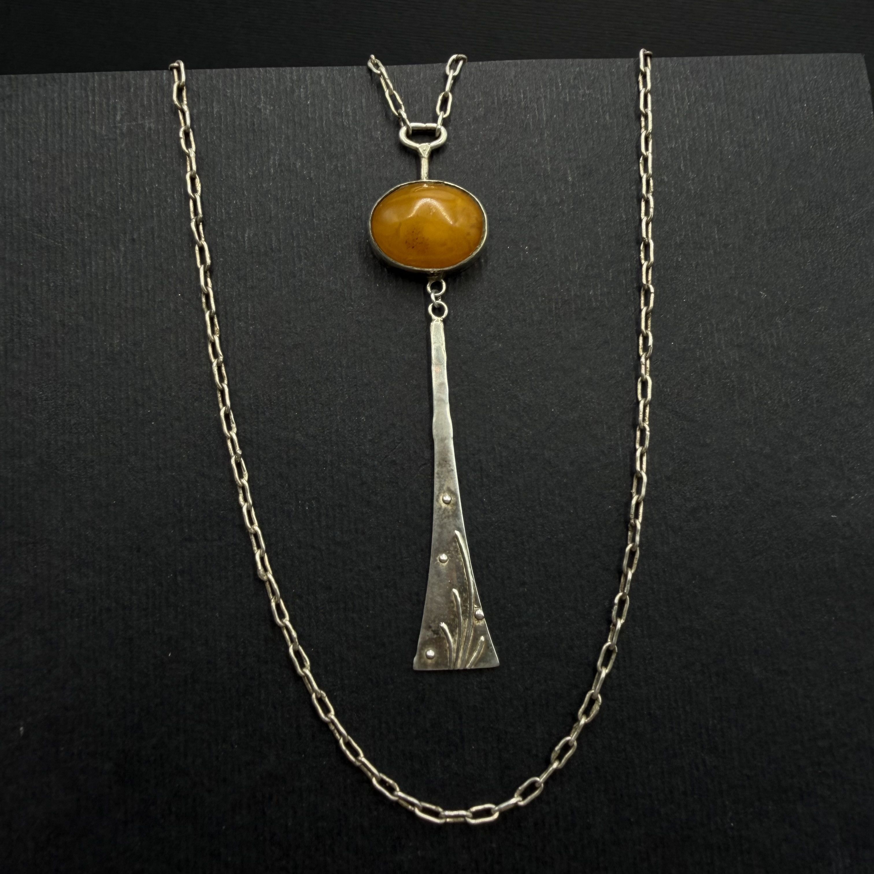 Vintage Vintage Soviet 875 Silver Baltic Amber Necklace Chain Size ONE SIZE - 1 Thumbnail