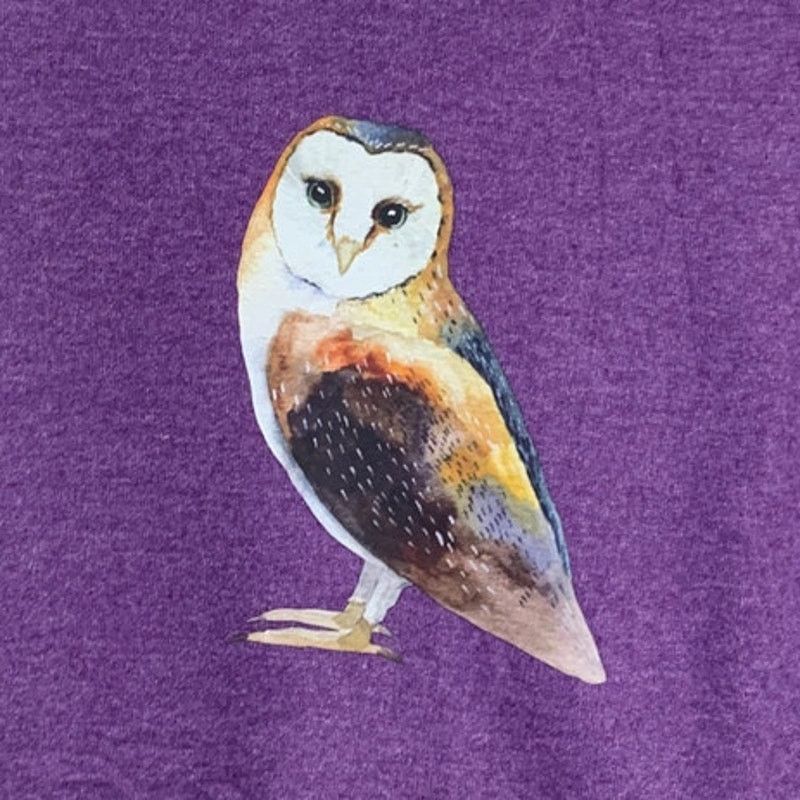 Hanes Hand Printed Womens Small Owl Bird Long Sleeve Sweatshirt Size S / US 4 / IT 40 - 2 Thumbnail