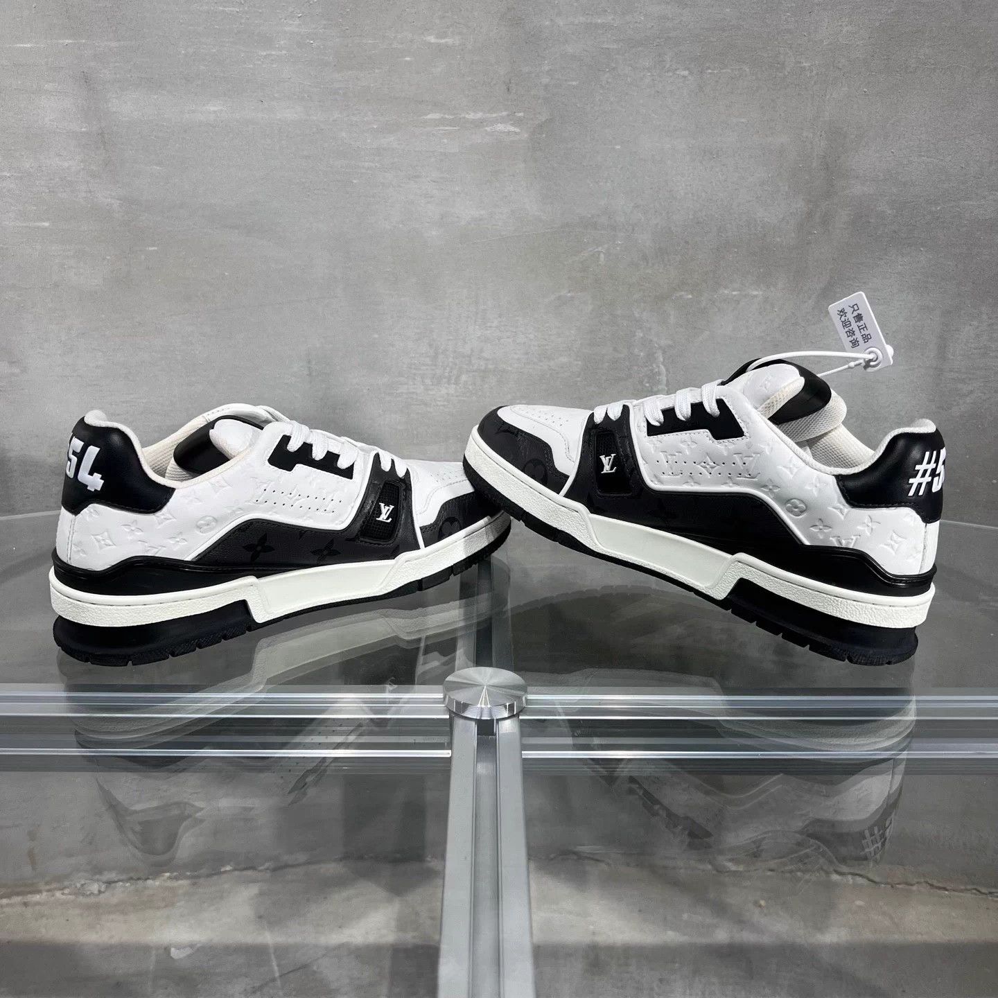 Louis Vuitton LV Trainer Black & White Embossed UK4 38 Size US 6.5 / IT 36.5 - 5 Thumbnail