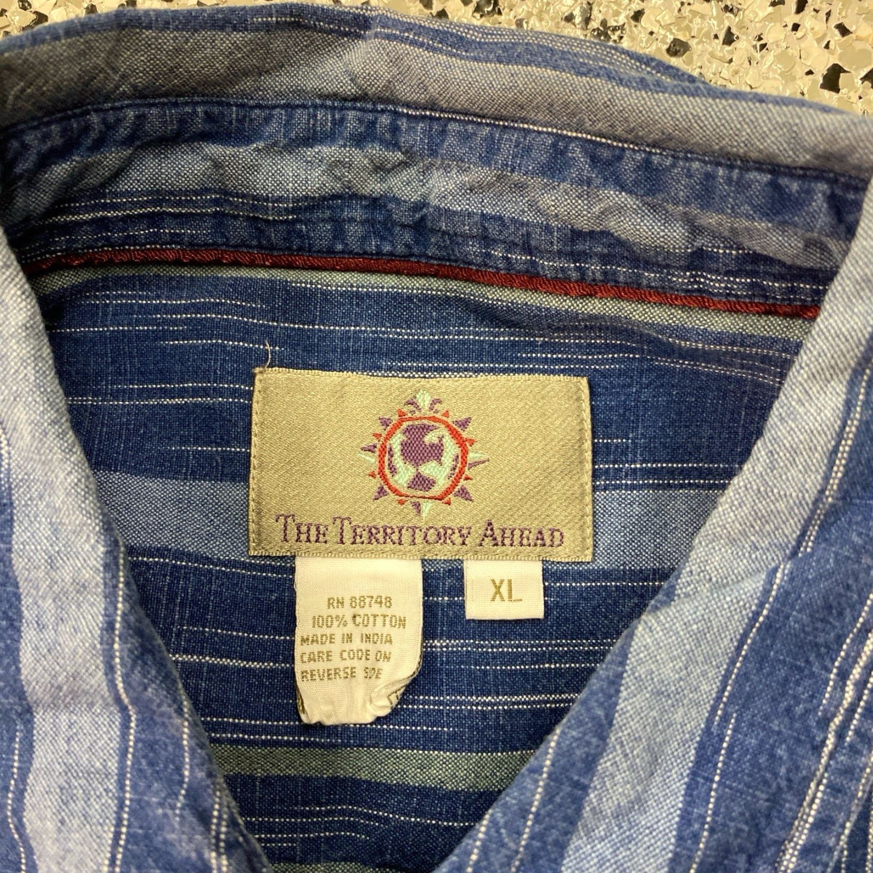 The Territory Ahead VTG Territory Ahead Shirt Men XL Blue Stripe Cotton Camp Hike Outdoor Casual Shirt Size US XL / EU 56 / 4 - 2 Thumbnail