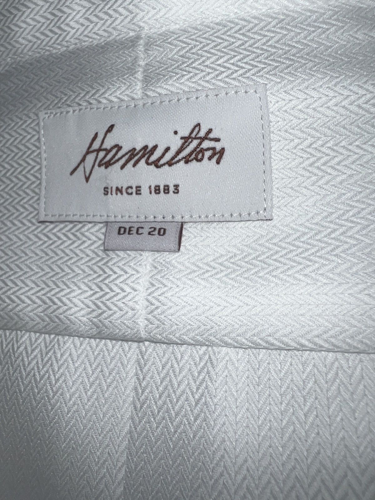 Hamilton Hamilton White Herringbone Long Sleeve Shirt – Custom Made Size US XL / EU 56 / 4 - 9 Thumbnail