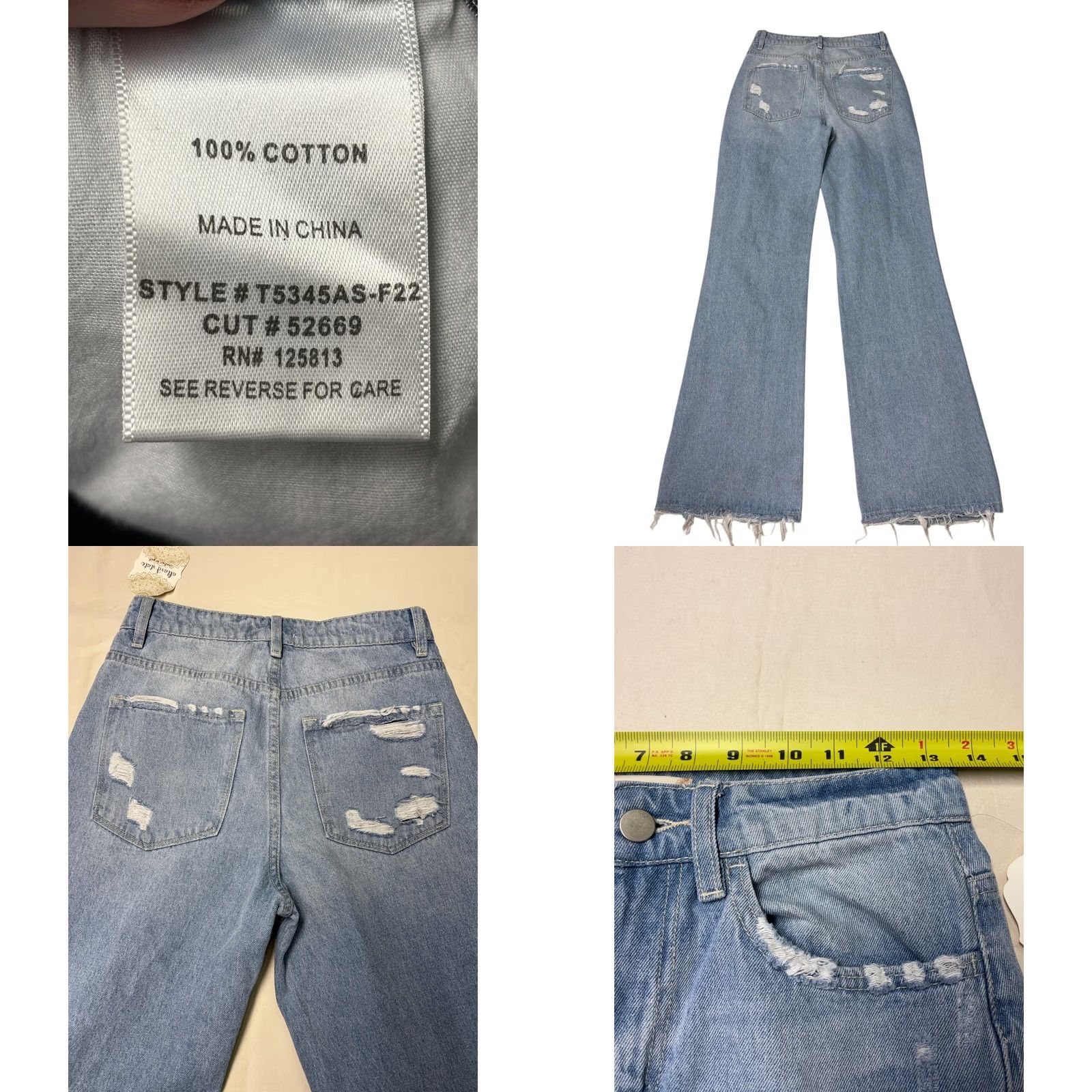 Vintage Altar State Jeans Womens Size 25X33 Wide Leg Light Wash Distressed NWT Size 42" / US 20 - 8 Thumbnail