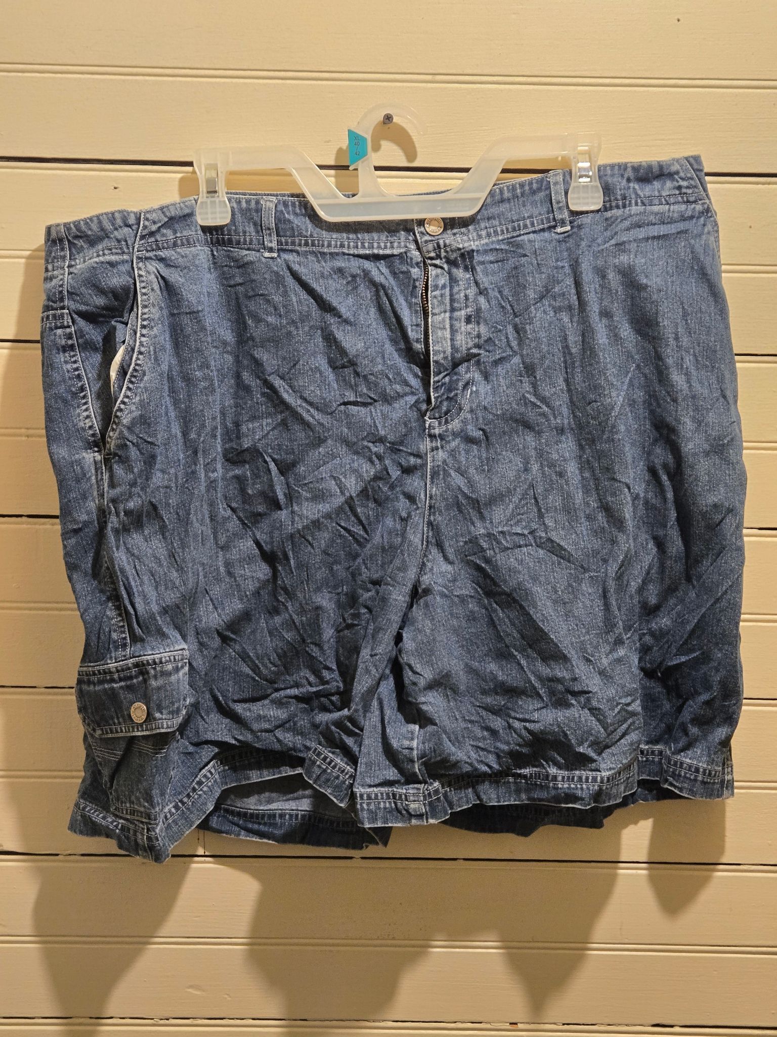 Other Kate Hill Shorts Womens 22W Denim Cargo Blue Button Fly Size 36" / US 14 / IT 50 - 1 Thumbnail