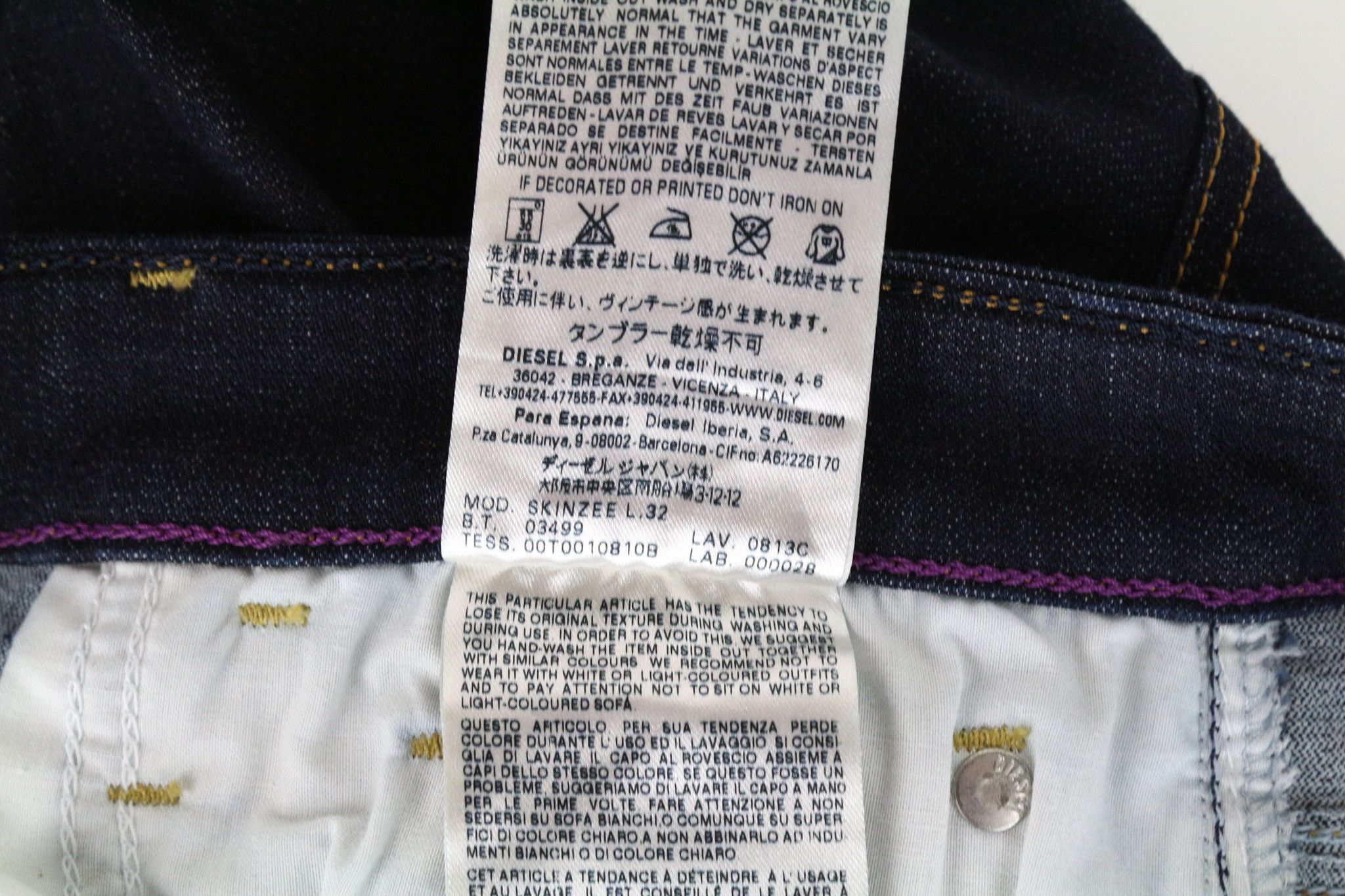 Diesel SKINZEE 0813C W26/L32 Blue Stretch Jeans 70948 Size 26" / US 2 / IT 38 - 9 Thumbnail
