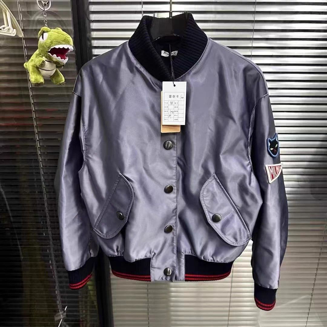 Miu Miu Women's Miu Miu Cat Arm Logo Baseball Jacket 38 Size XS / US 0-2 / IT 36-38 - 1 Thumbnail