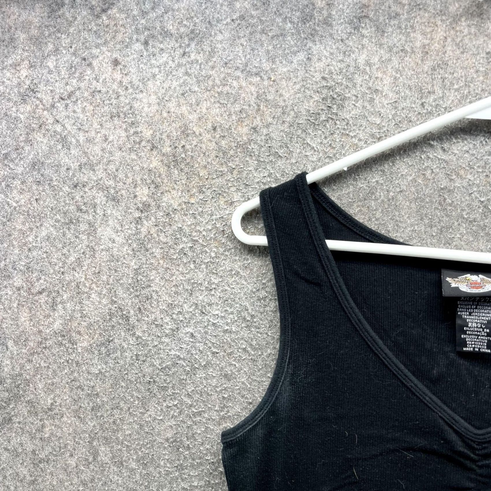 Harley Davidson Harley-Davidson Tank Top Womens Large Black Ruched V Neck Sleeveless Biker Top Size L / US 10 / IT 46 - 7 Thumbnail