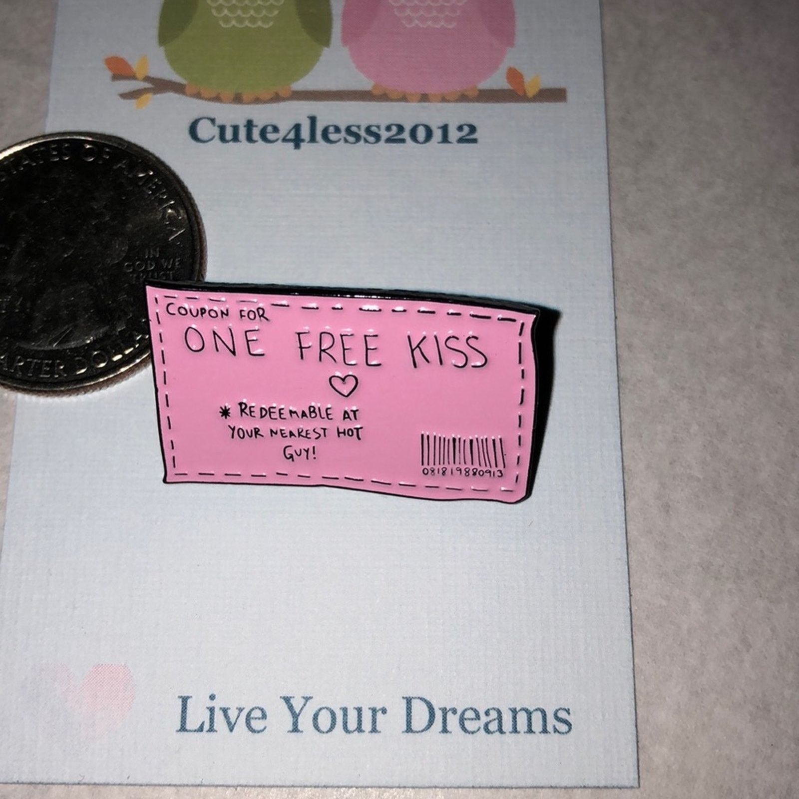 Other One Free Kiss Coupon Pin Brooch Size ONE SIZE - 1 Thumbnail