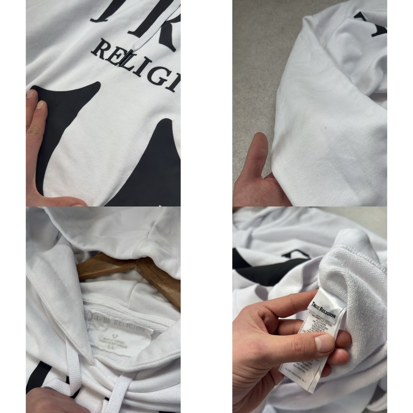 True Religion VINTAGE True Religion Hoodie Mens L White Logo 90s Y2K Big Logo Pullover Crew Neck Streetwear Fashion Classic City Hip Hop USA Italy Modest Care Size US L / EU 52-54 / 3 - 8 Thumbnail