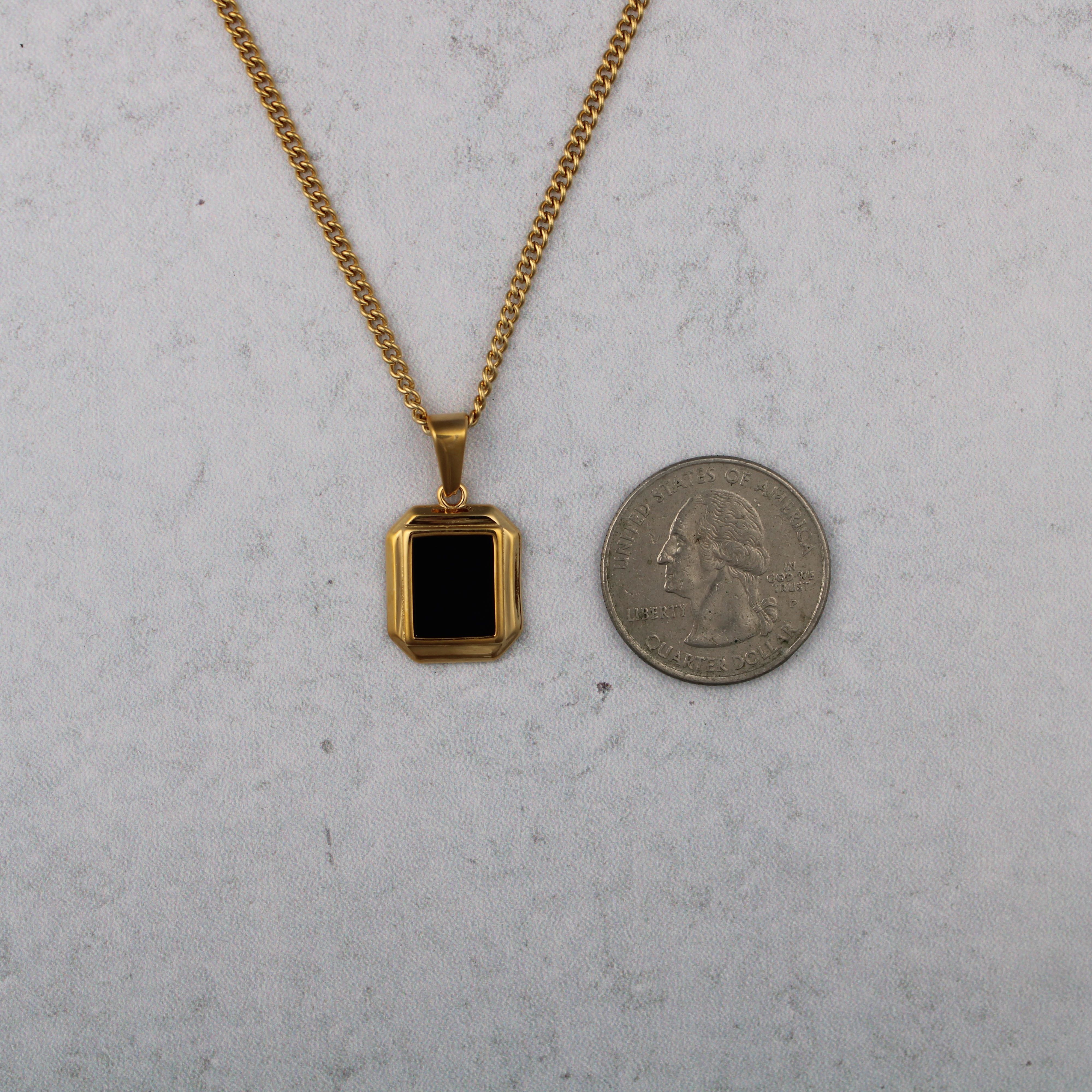 Jewelry Gold Mini Onyx Pendant Necklace Size ONE SIZE - 6 Thumbnail