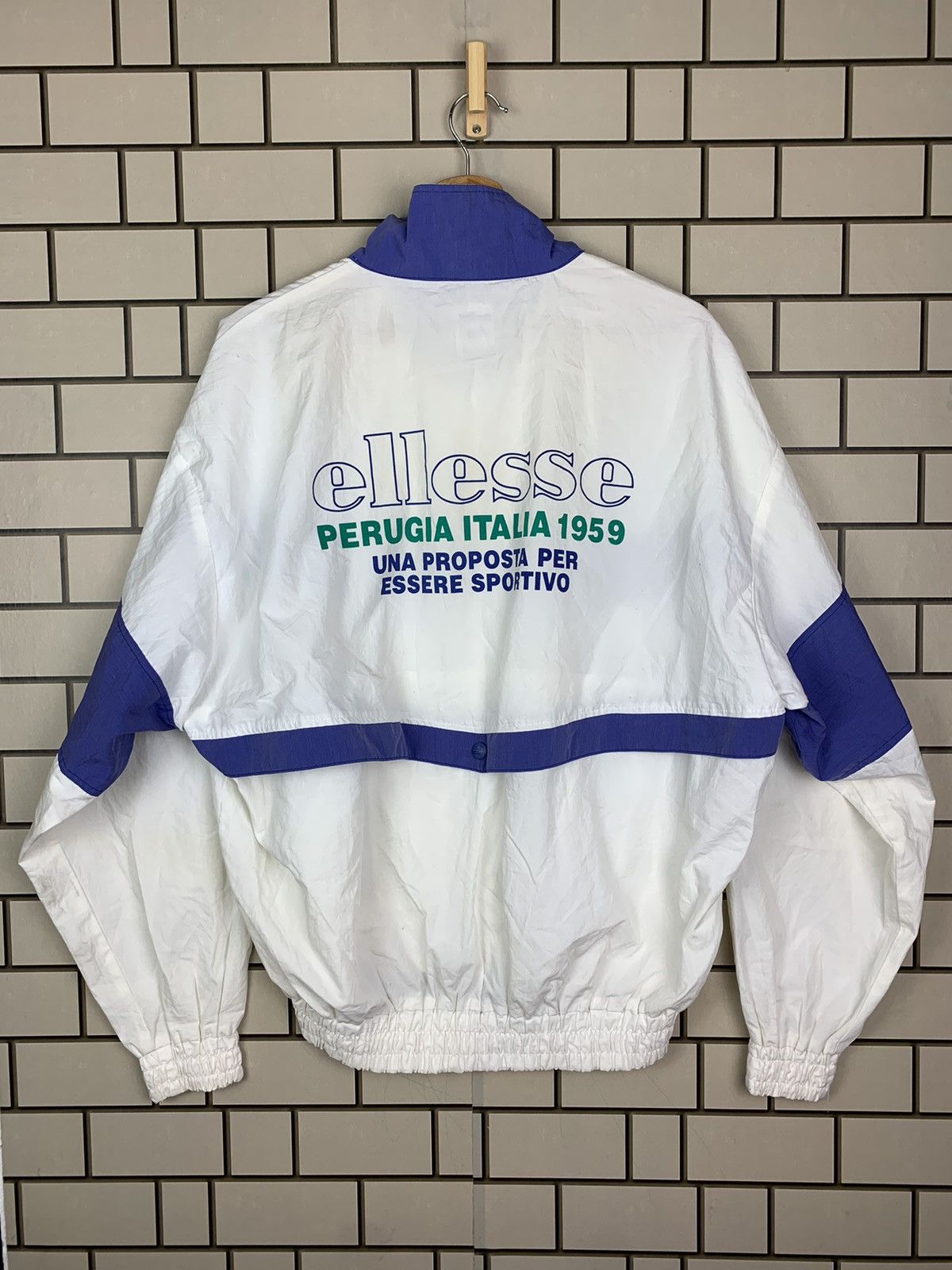 image of 90's Ellesse Perugia Italia 1959 Jacket in White/Blue, Men's (Size Medium)