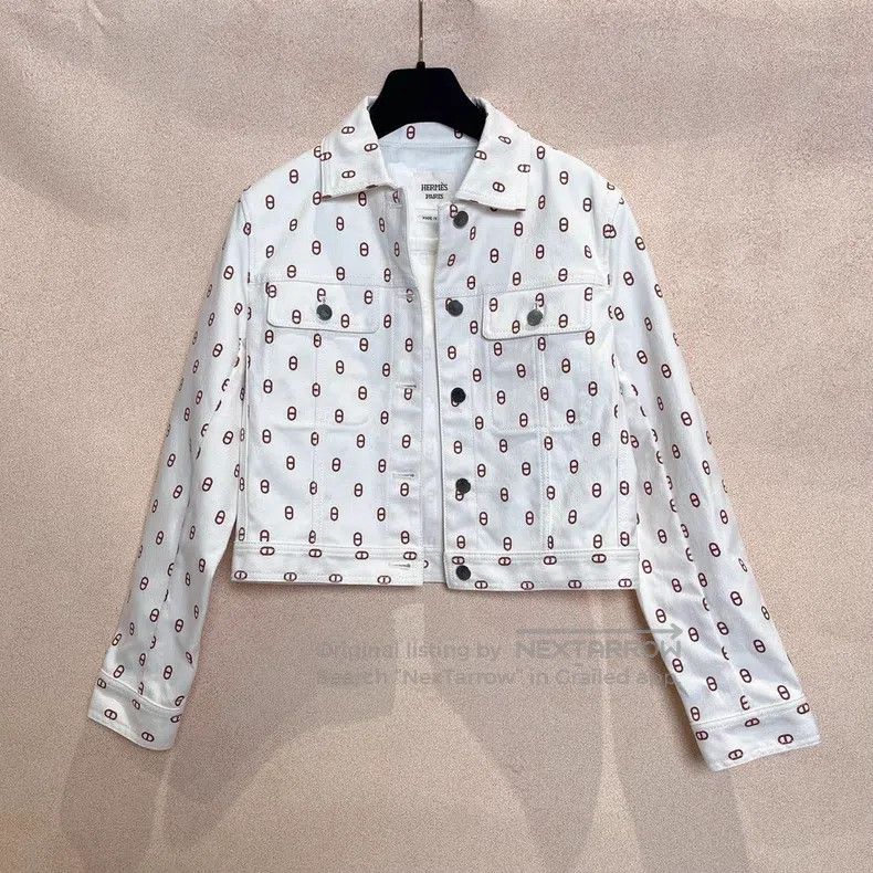 Hermes Hermes Pattern Printed Square Collar Single Breasted Short Size XXS / US 00 / IT 34 - 1 Thumbnail